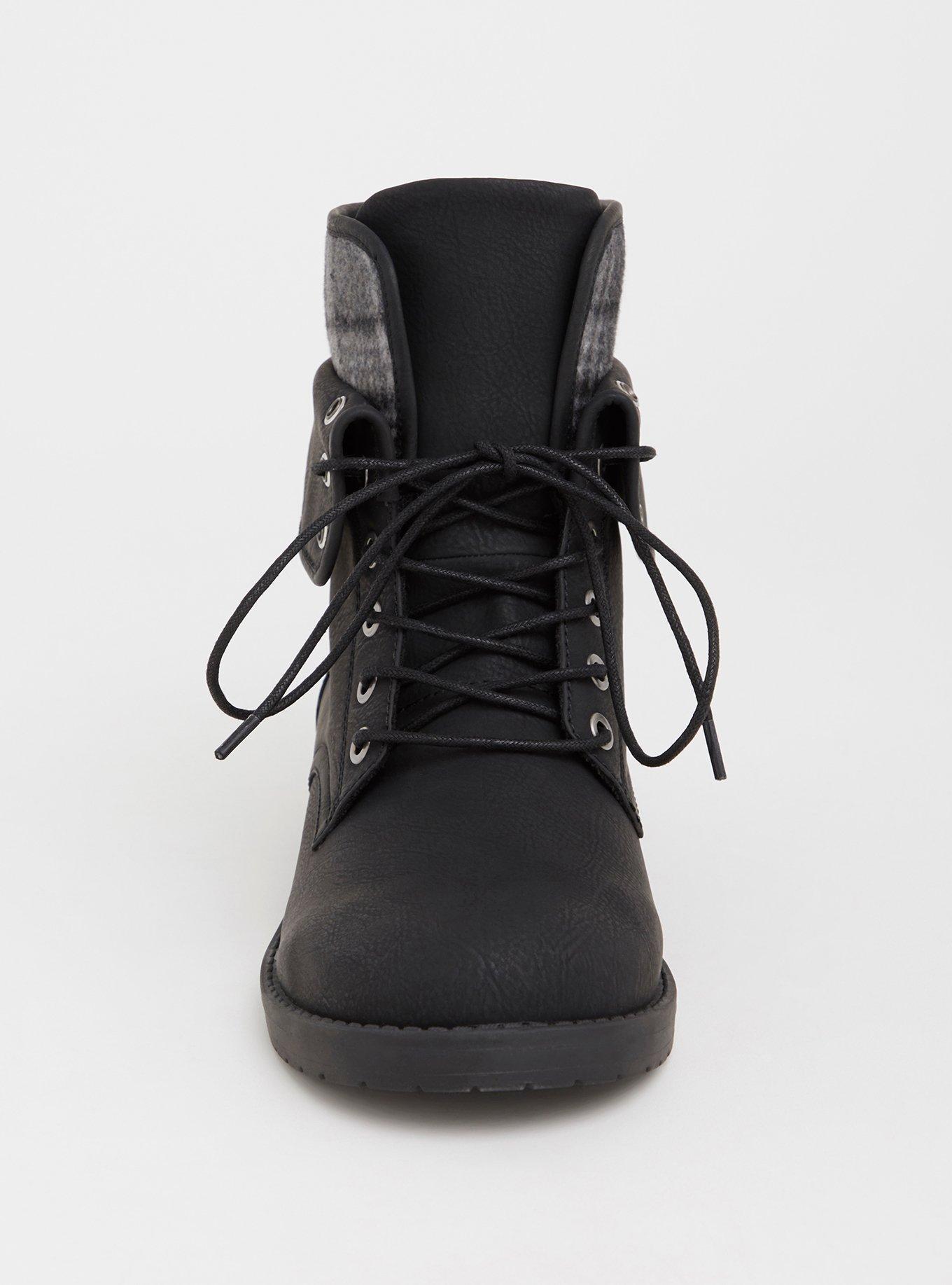 Womens Boots Black Fold Over Combat Boots Laredo Combat Boots