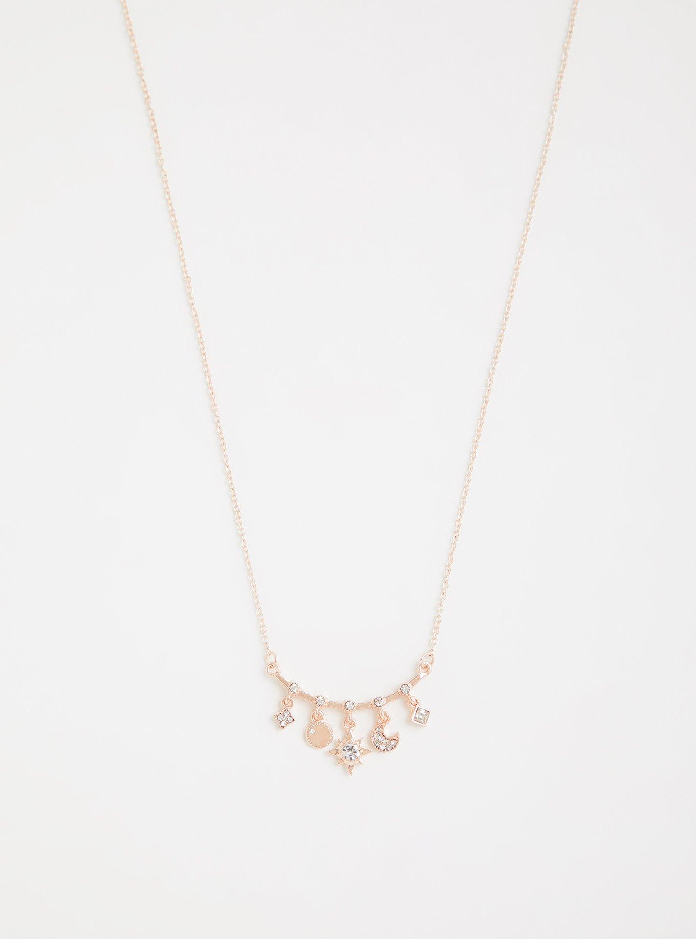Rose Gold Delicate Charm Necklace, , alternate