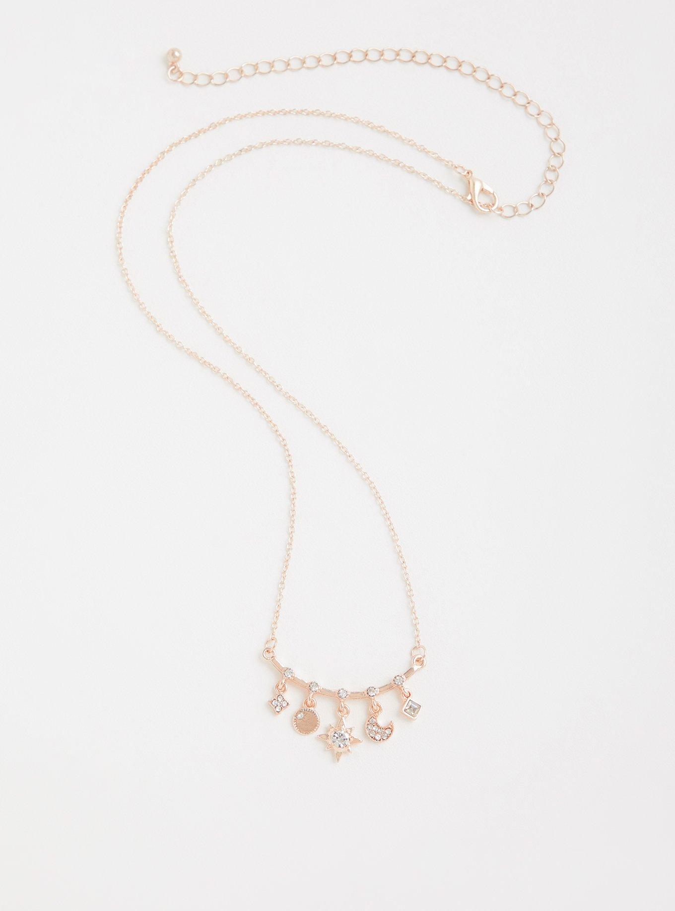 Rose Gold Delicate Charm Necklace, , hi-res