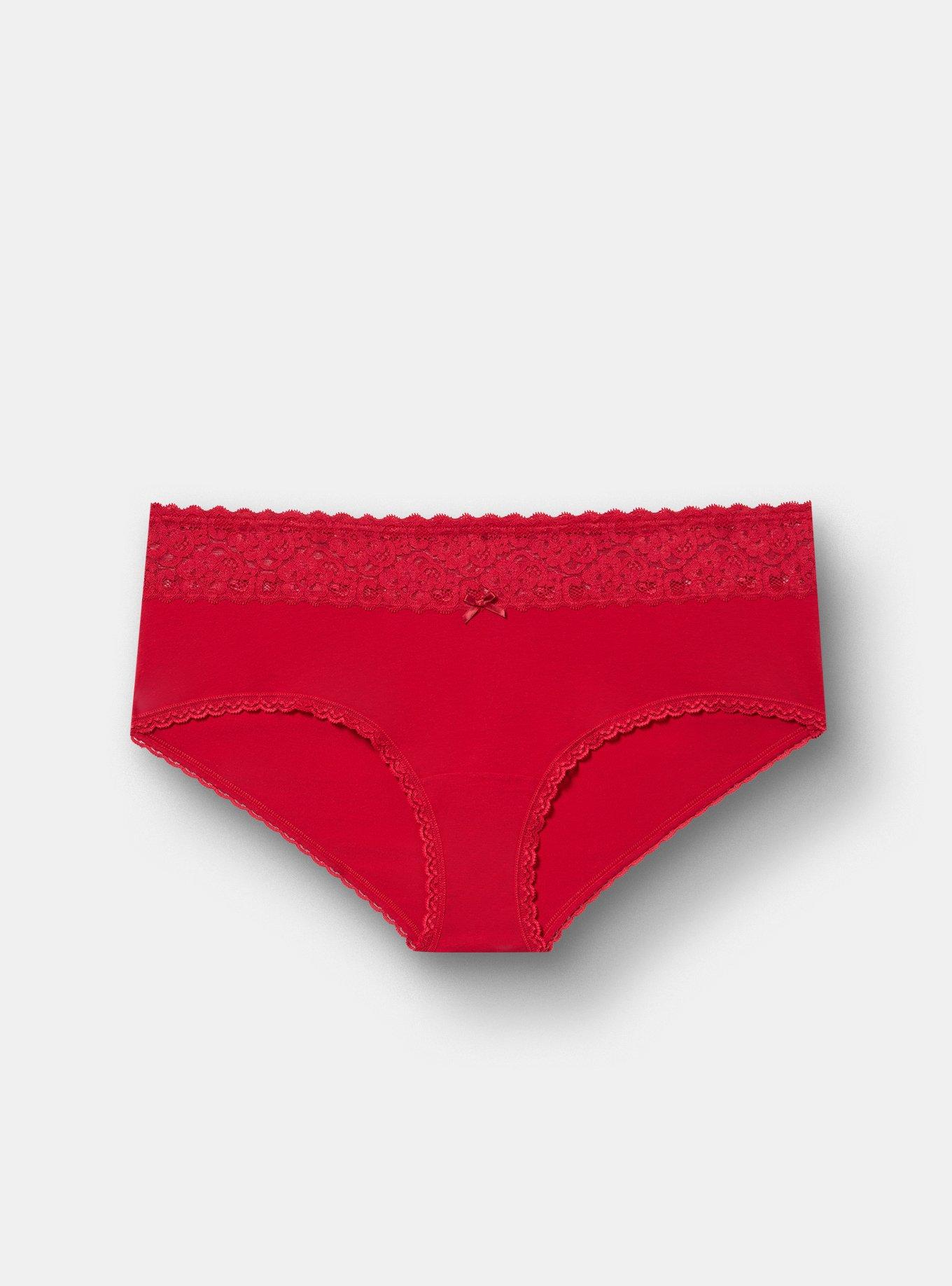 COTTON MID RISE HIPSTER LACE TRIM PANTY