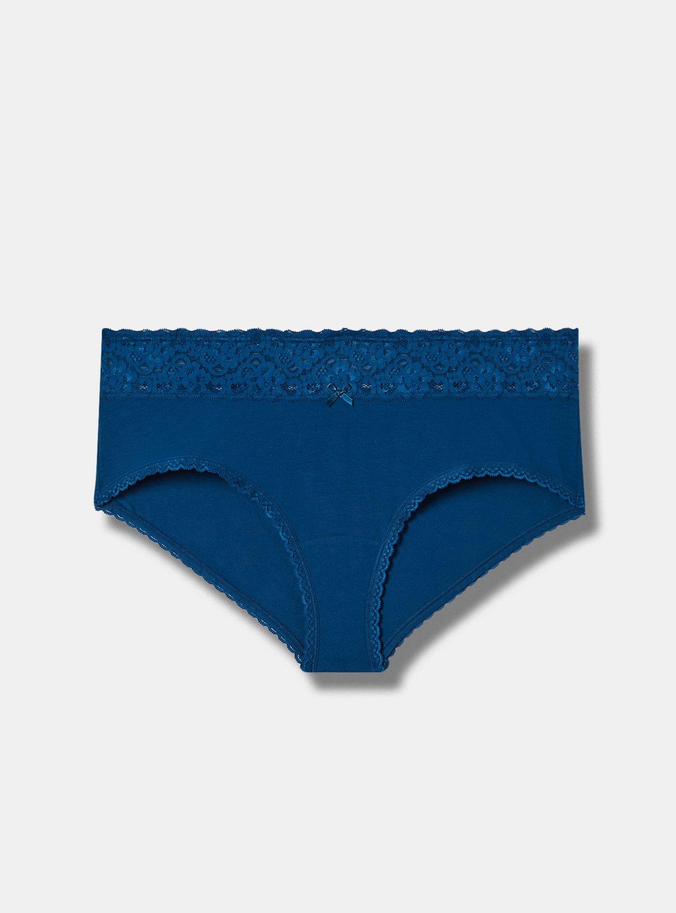 Cotton Essentials Lace-Trim Cheeky Panty in Blue & Multi