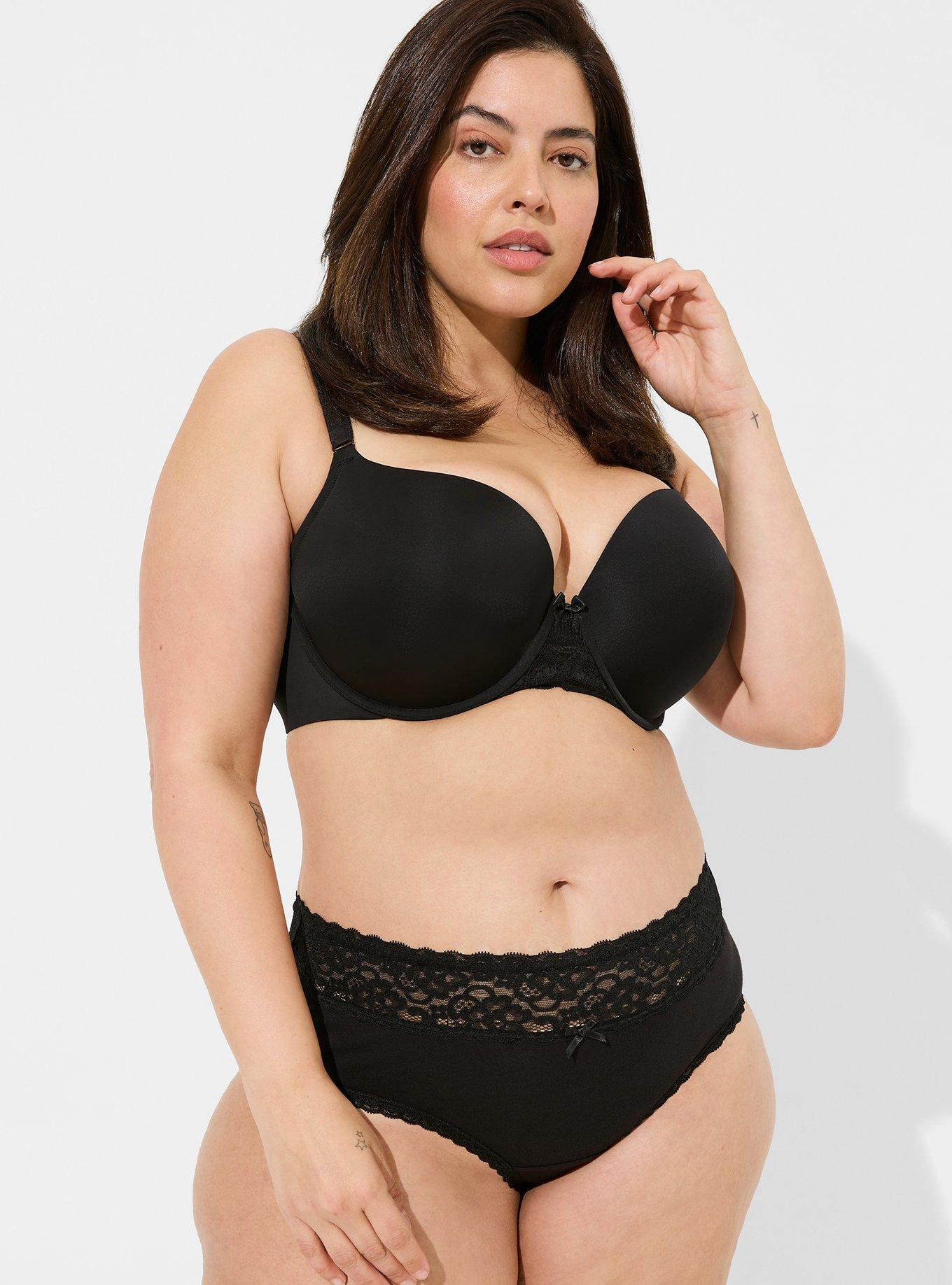 Plus Size - Cotton Mid-Rise Cheeky Lace Trim Panty - Torrid