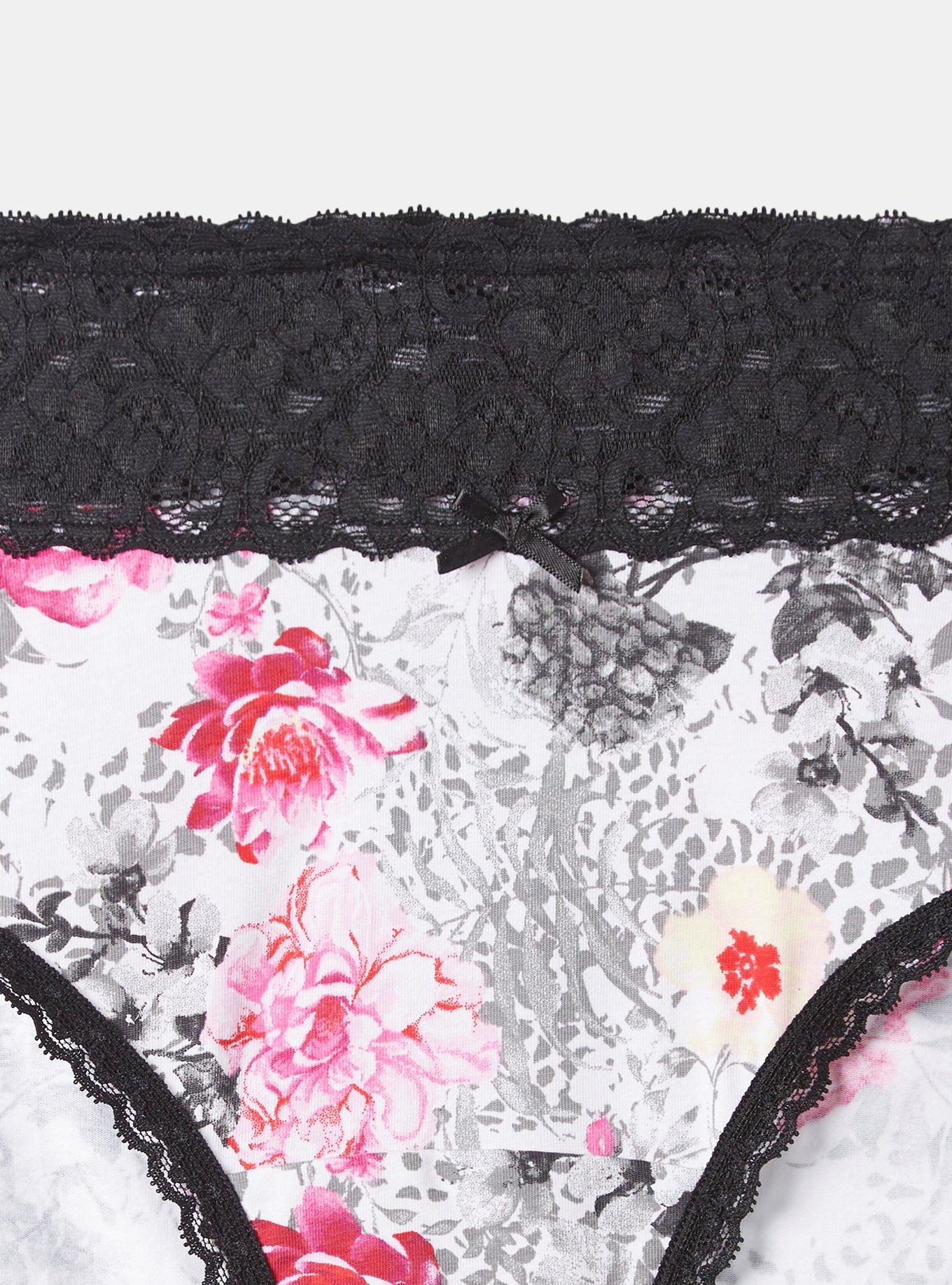 Plus Size - Cotton Mid-Rise Cheeky Lace Trim Panty - Torrid