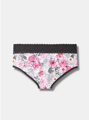 Cotton Mid-Rise Cheeky Lace Trim Panty, FLASHY FLORAL WHITE, alternate
