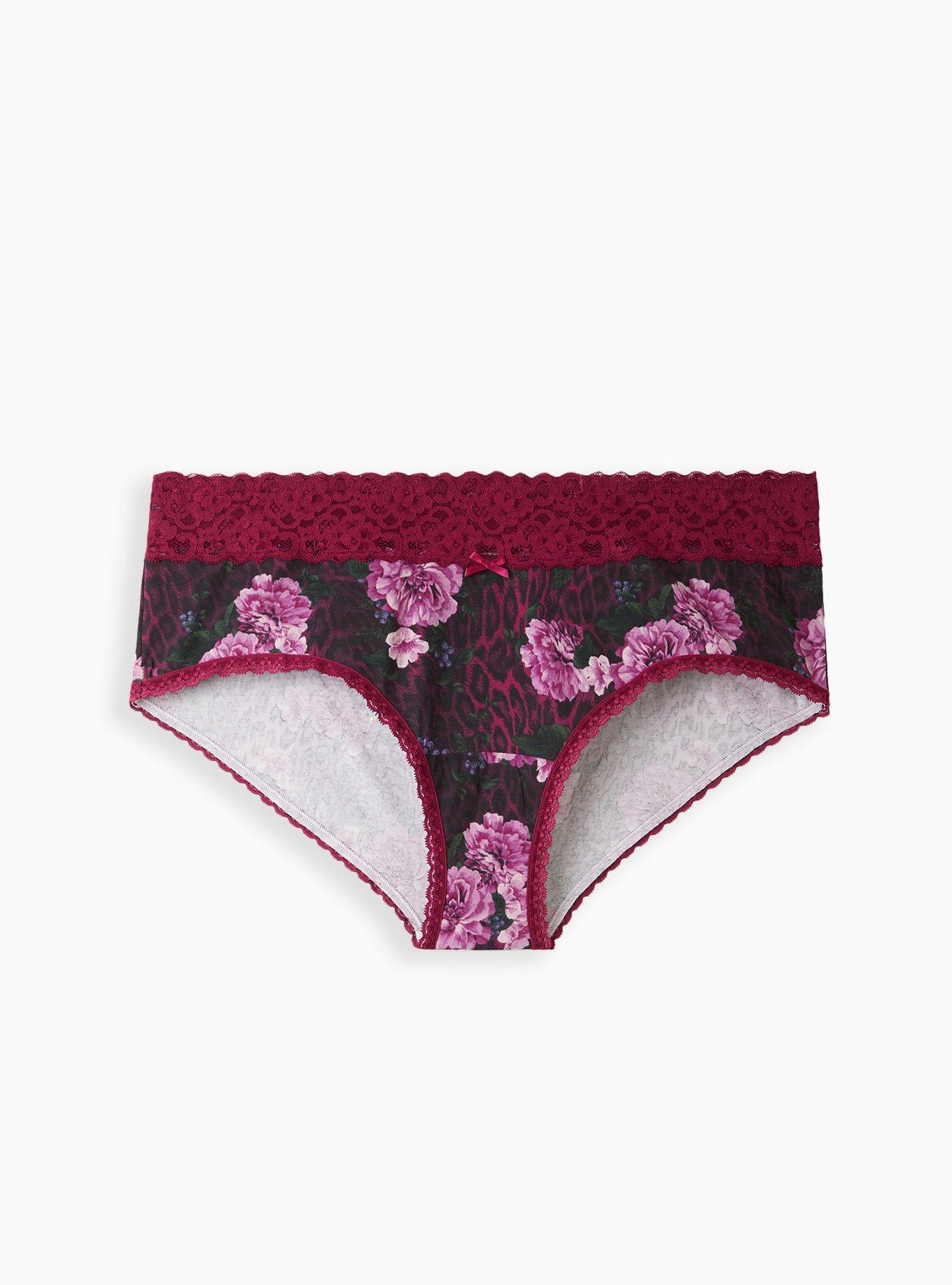 Plus Size - Cotton Mid-Rise Cheeky Lace Trim Panty - Torrid