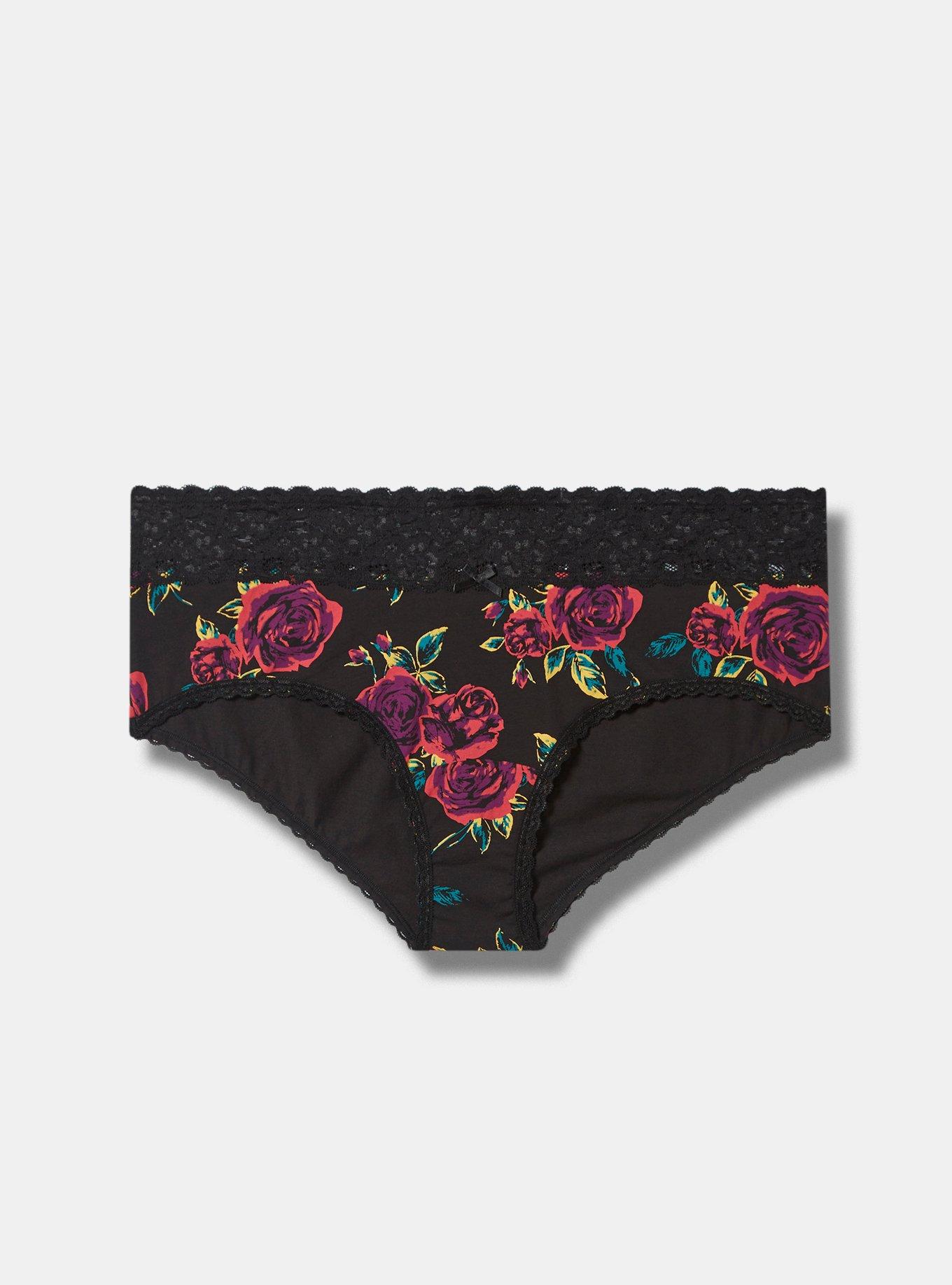 Plus Size - Cotton Mid-Rise Cheeky Lace Trim Panty - Torrid