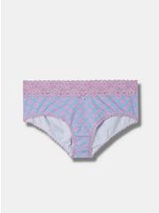 Cotton Mid-Rise Cheeky Lace Trim Panty, MERMAID SCALES LAVENDER, hi-res