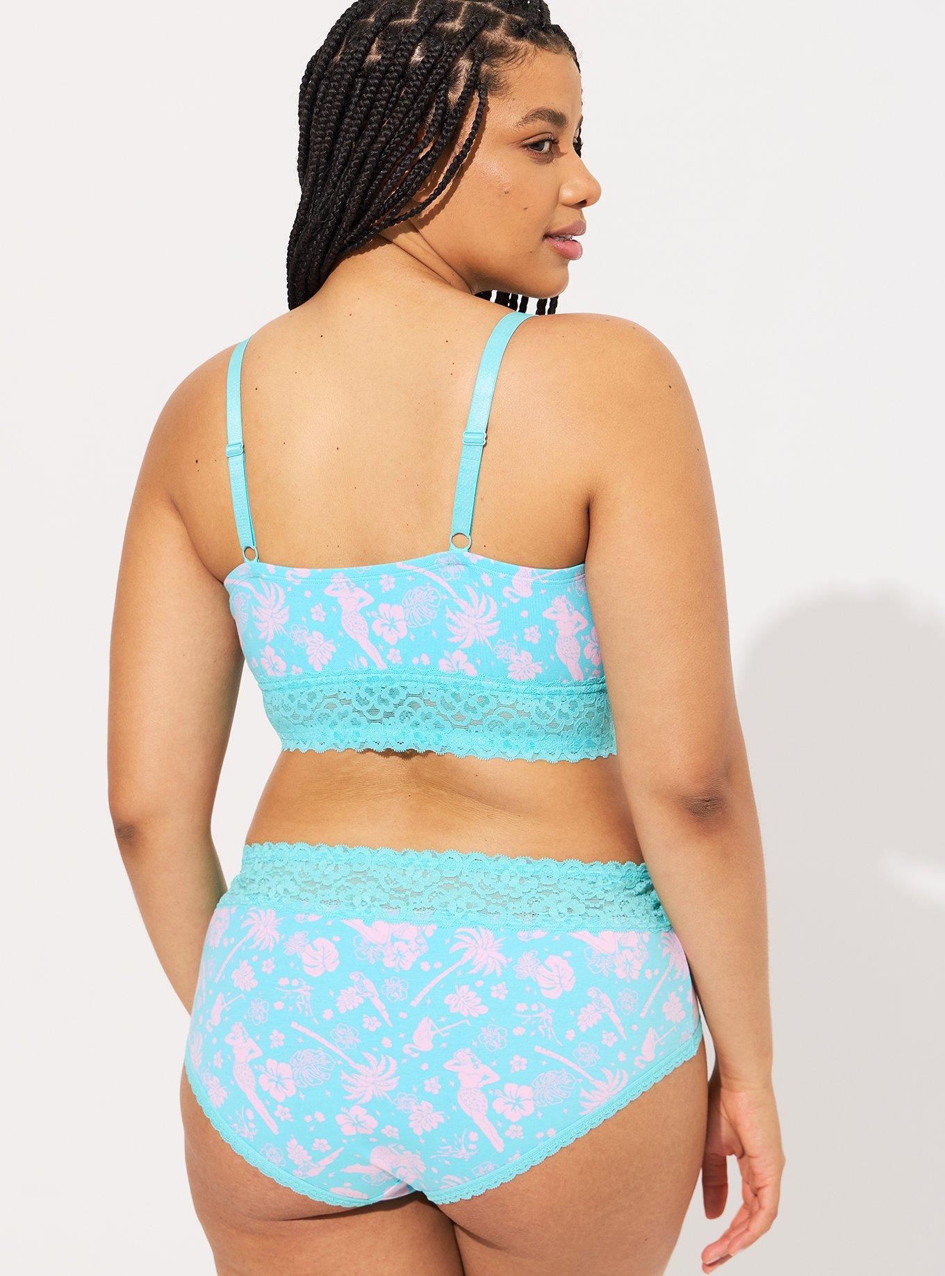 Cotton Essentials Lace-Trim Cheeky Panty in Blue