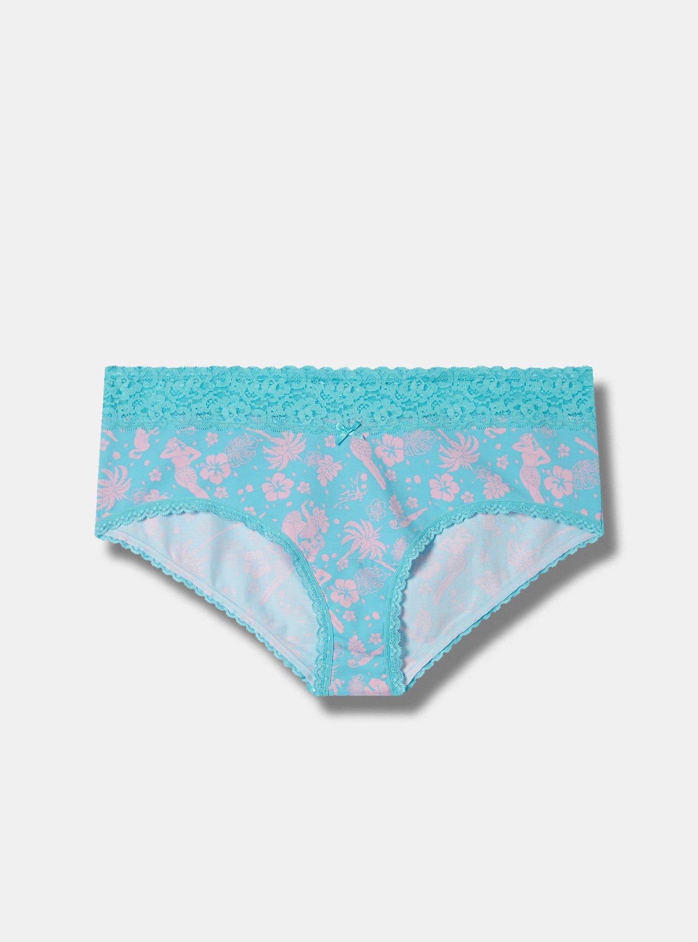 Cotton Essentials Lace-Trim Cheeky Panty in Blue