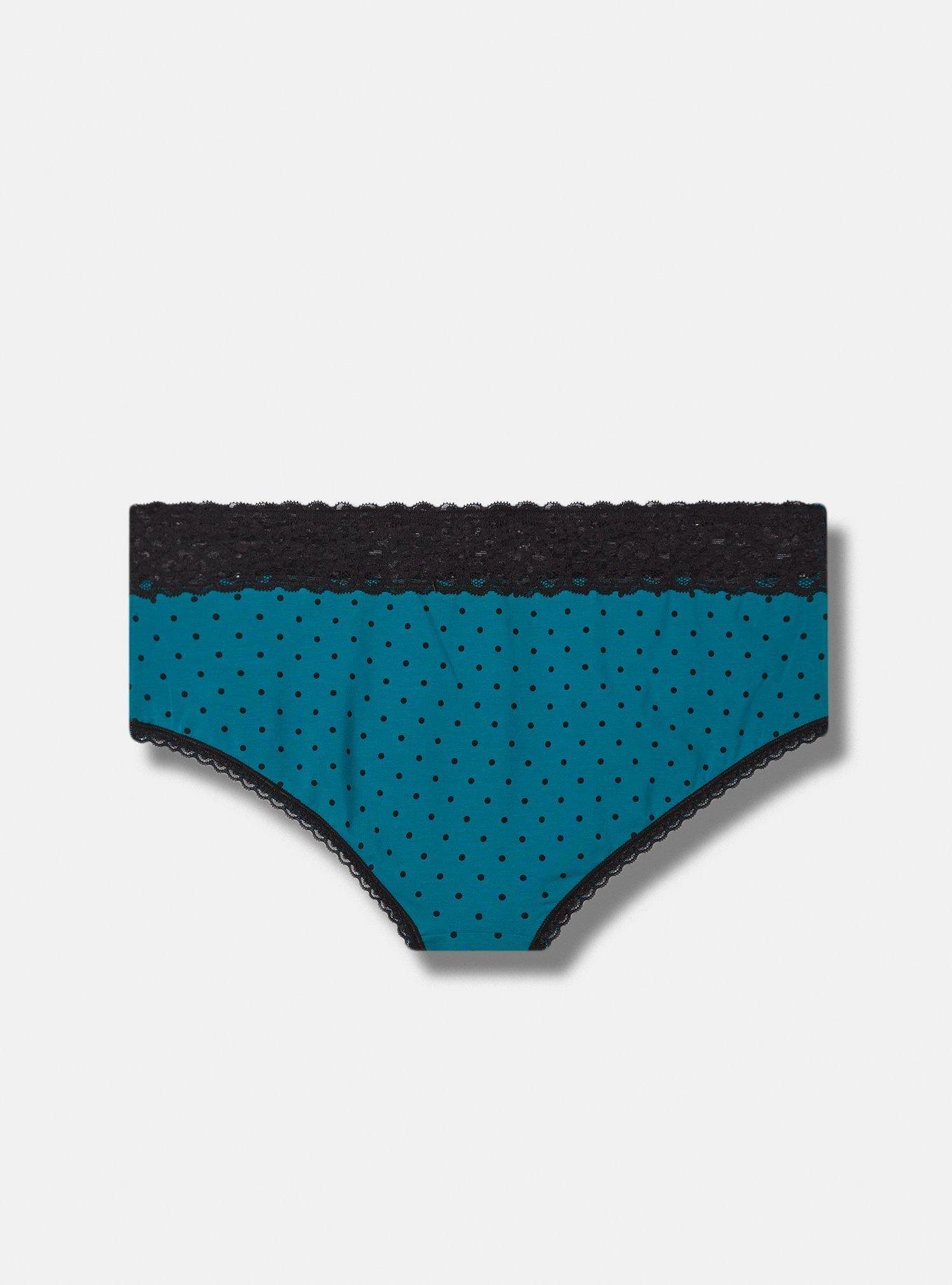 Cotton and Lace Trim Cheeky Panty - Icy blue