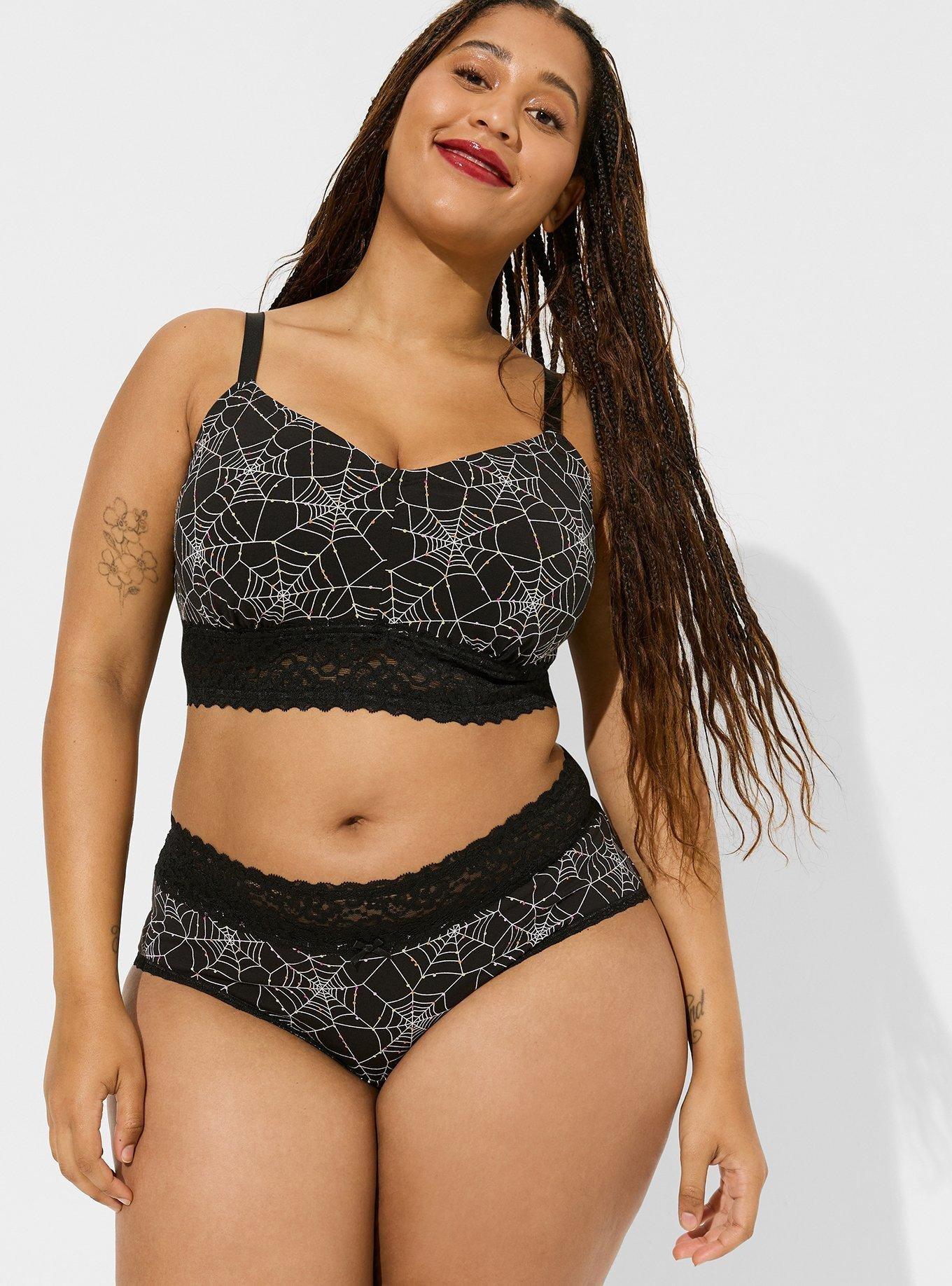 Plus Size - Cotton Mid-Rise Cheeky Lace Trim Panty - Torrid