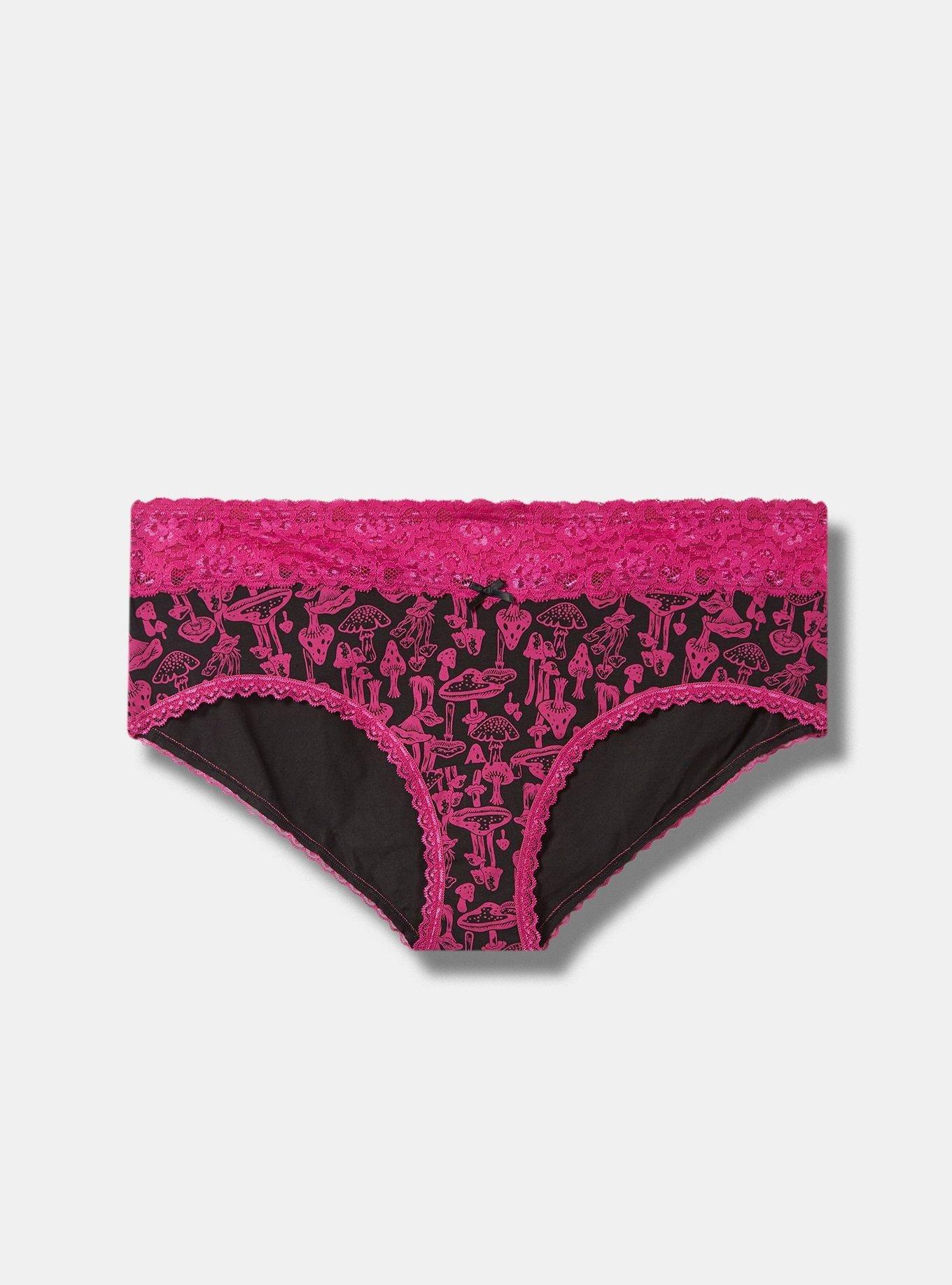 Microfiber and Lace Trim Cheeky Panty - Candy pink