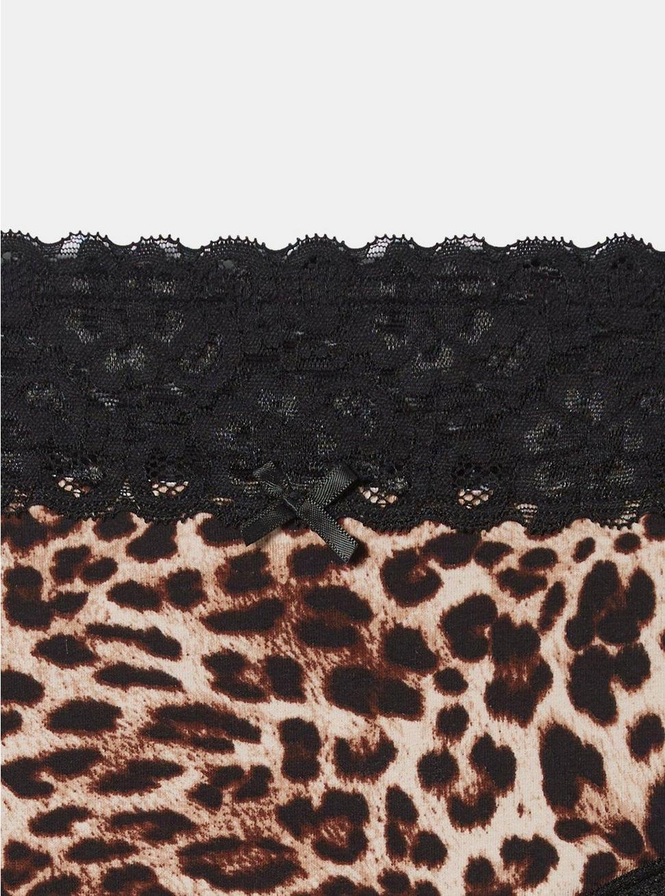 Cotton Mid-Rise Cheeky Lace Trim Panty, CLASSIC LEOPARD SANDSHELL, alternate