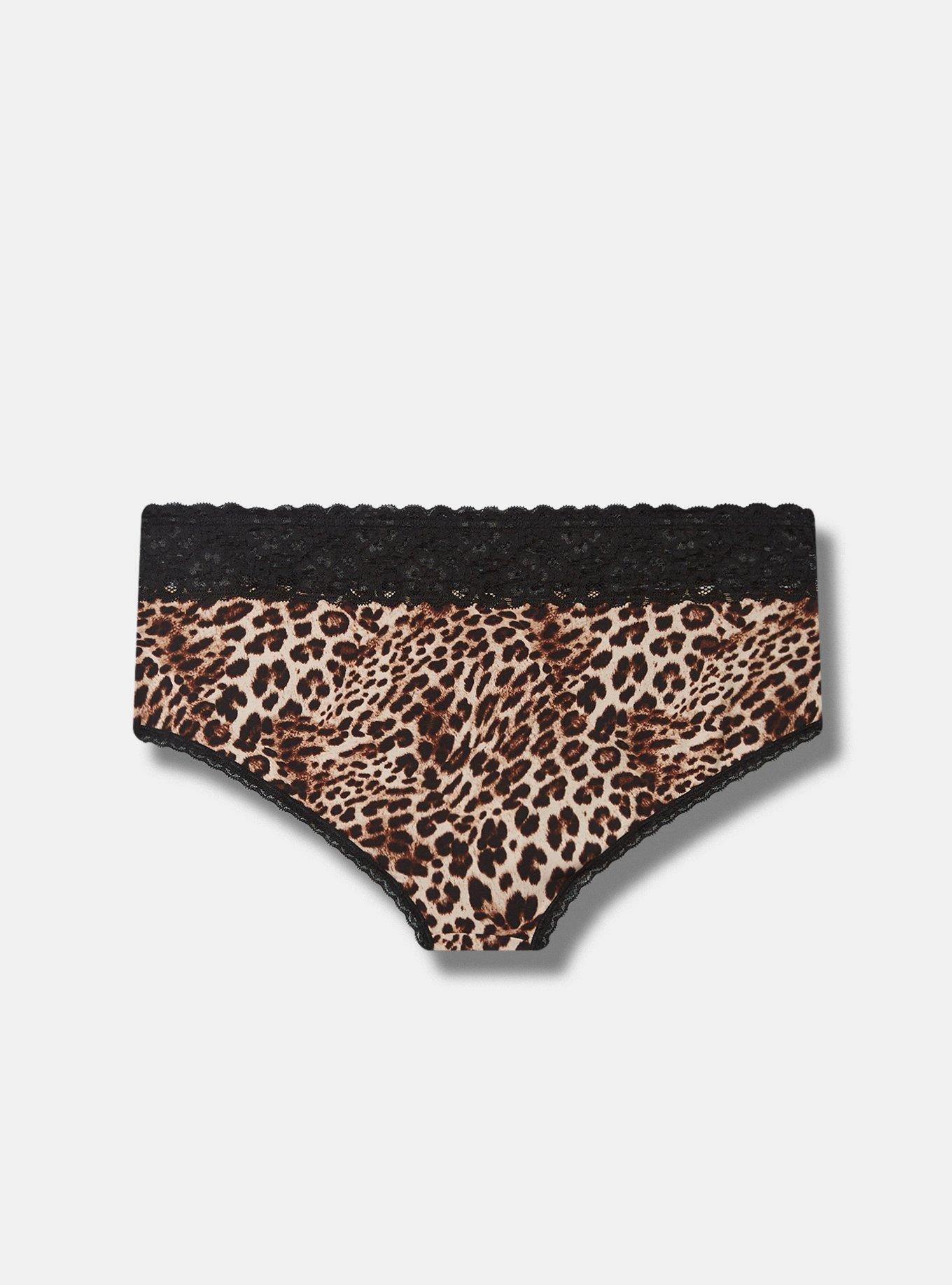 leopard-print lace-trim thong