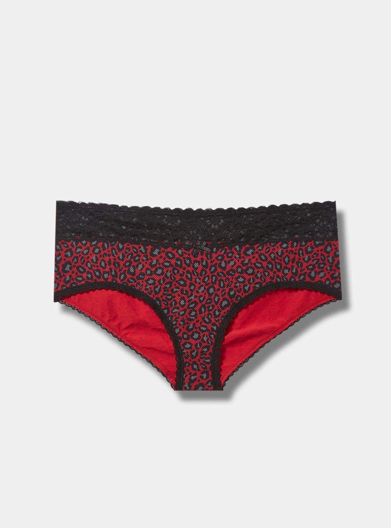 Cotton and Lace Band Cheeky Panty - Ditsy heart