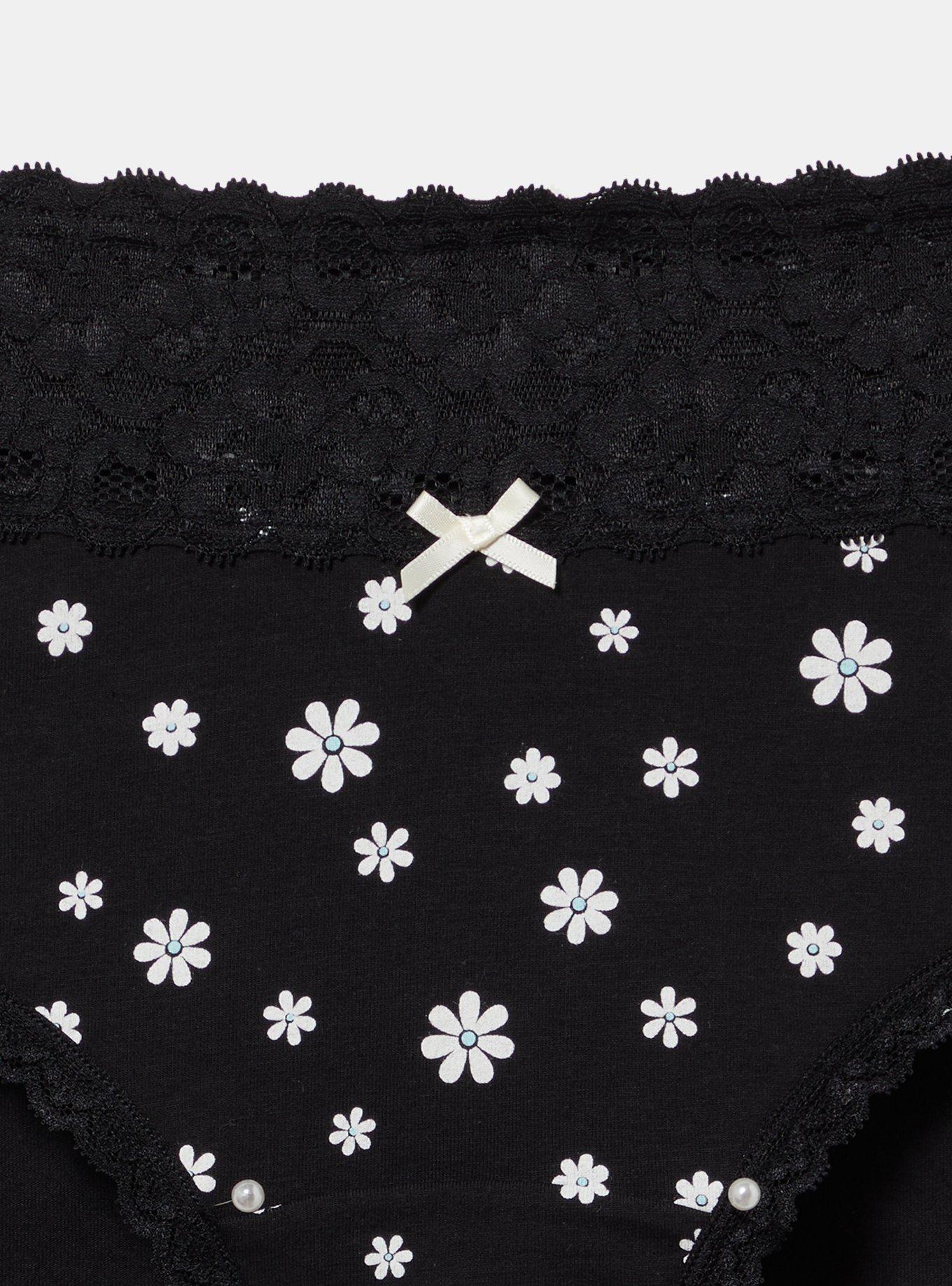 Cotton Mid-Rise Lace Trim Cheeky Panty