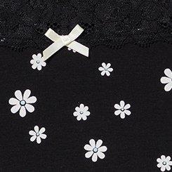 Cotton Mid-Rise Lace Trim Cheeky Panty, DAISY PLAY RICH BLACK, swatch
