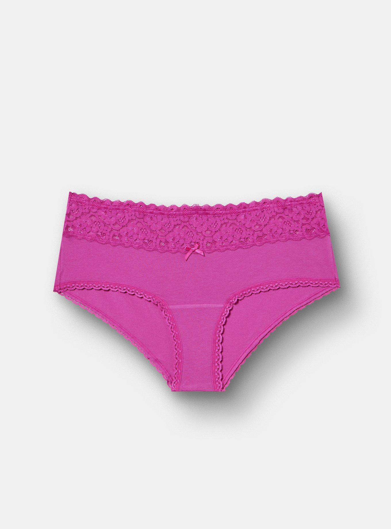 Plus Size Cotton Mid-Rise Cheeky Panty, DAZZLE ROSE, hi-res