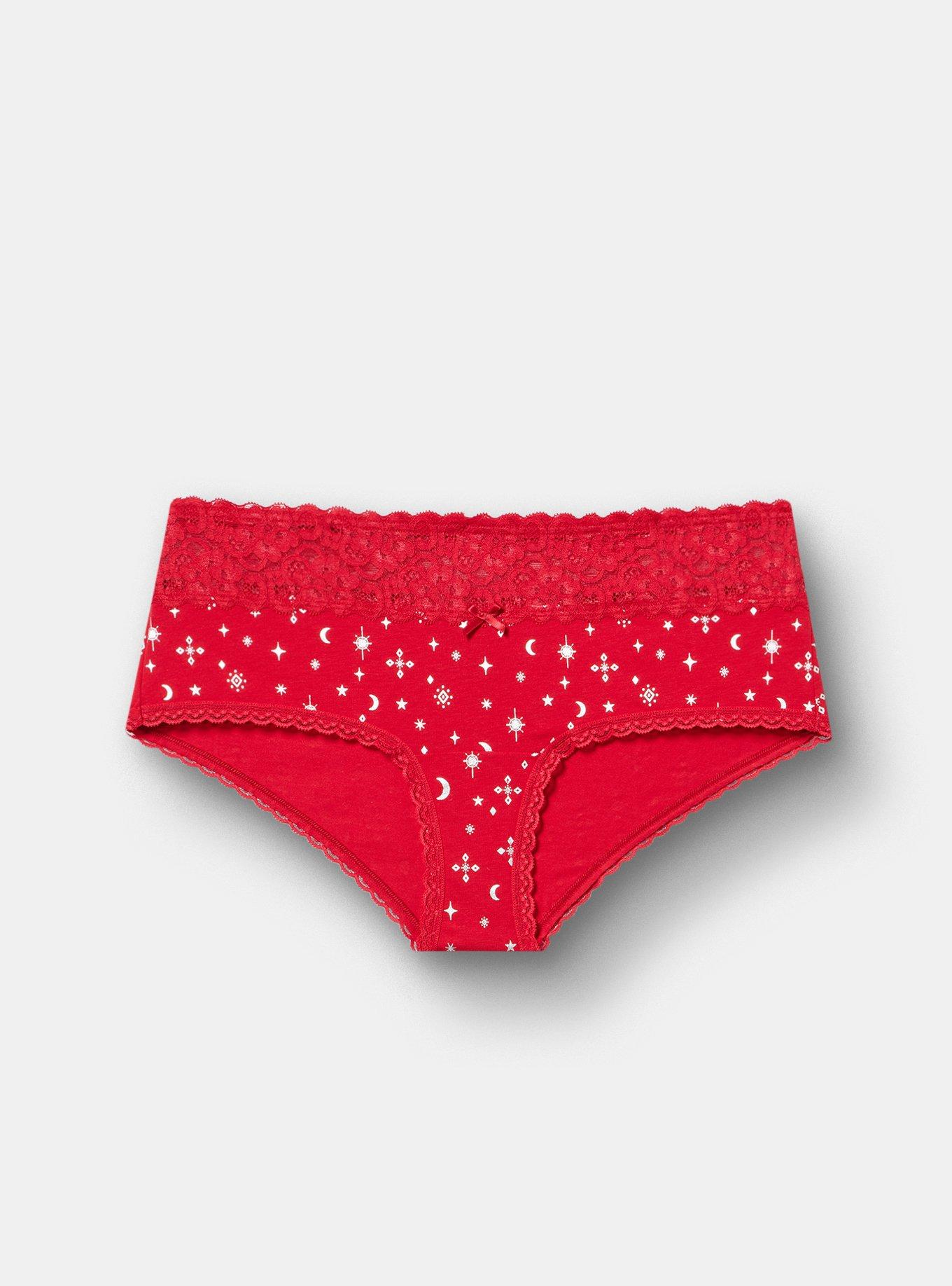 Cotton Rib Mid-Rise Lace Trim Brief Panty