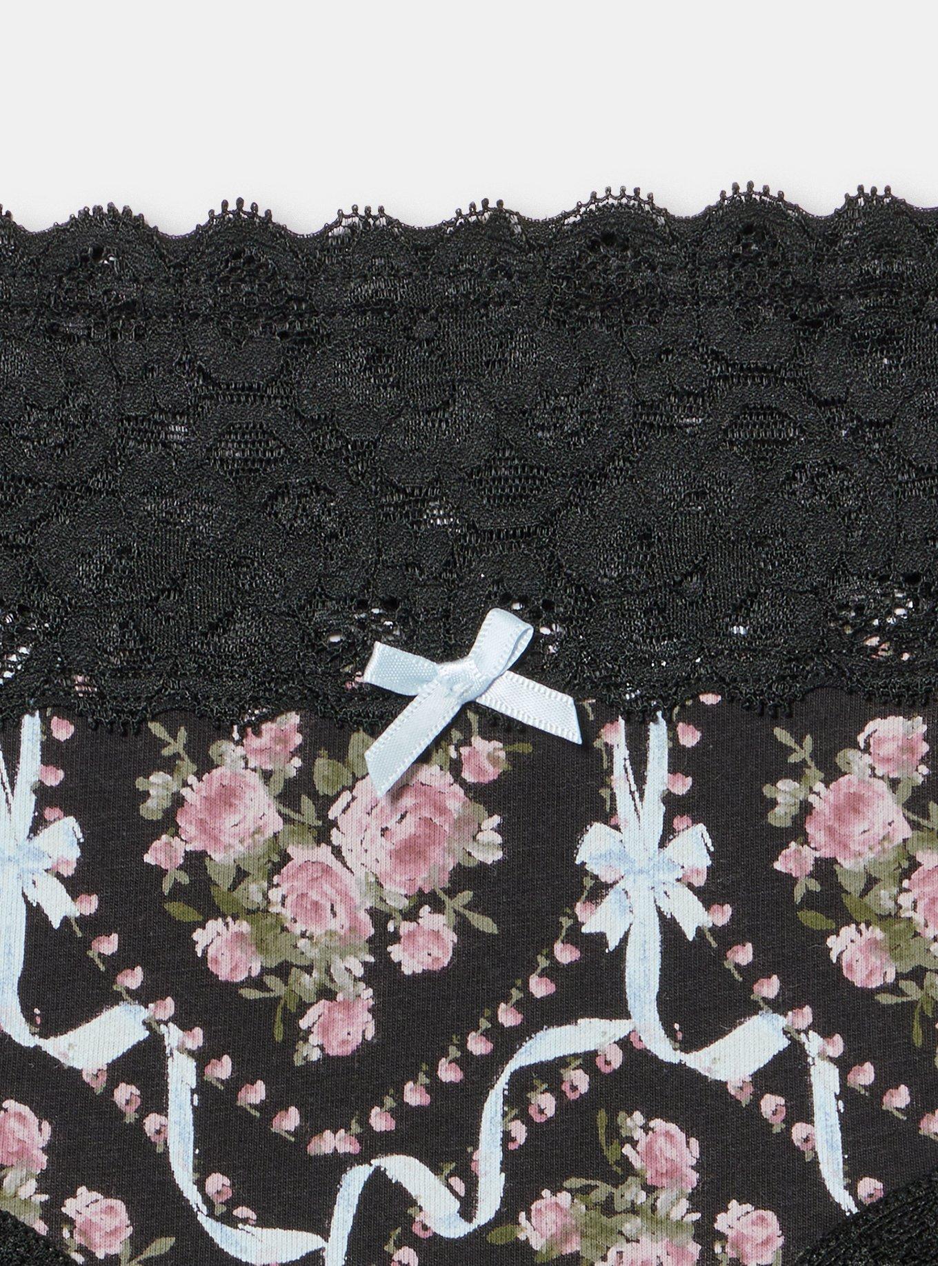 Cotton Mid-Rise Cheeky Panty, DAMASK FLOURISH FLORAL RICH BLACK, alternate