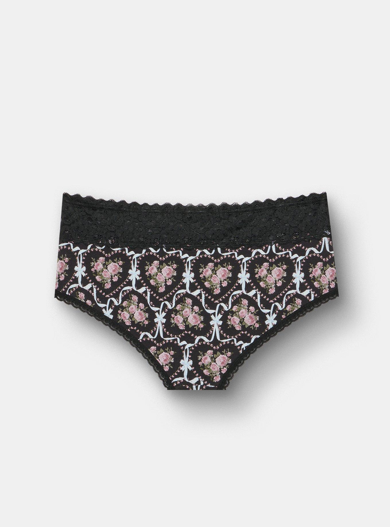 Cotton Mid-Rise Cheeky Panty, DAMASK FLOURISH FLORAL RICH BLACK, alternate