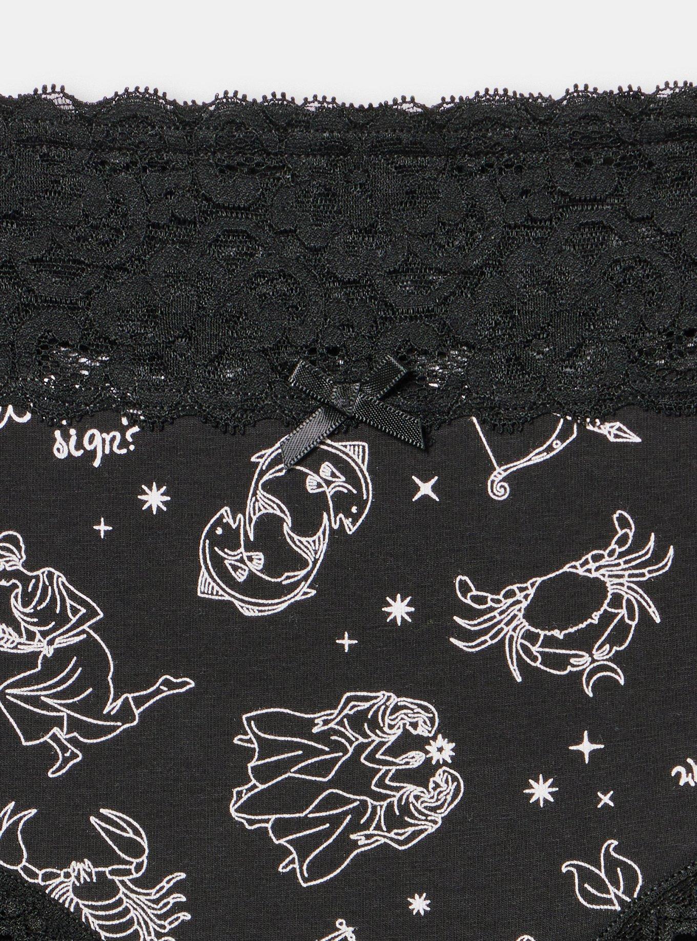 Cotton Mid-Rise Cheeky Panty, WHATS YOUR SIGN RICH BLACK, alternate