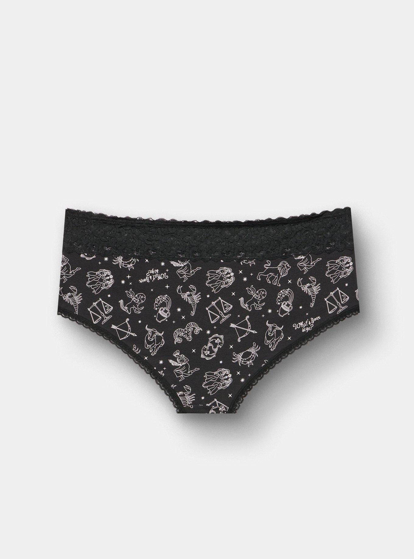 Cotton Mid-Rise Cheeky Panty, WHATS YOUR SIGN RICH BLACK, alternate