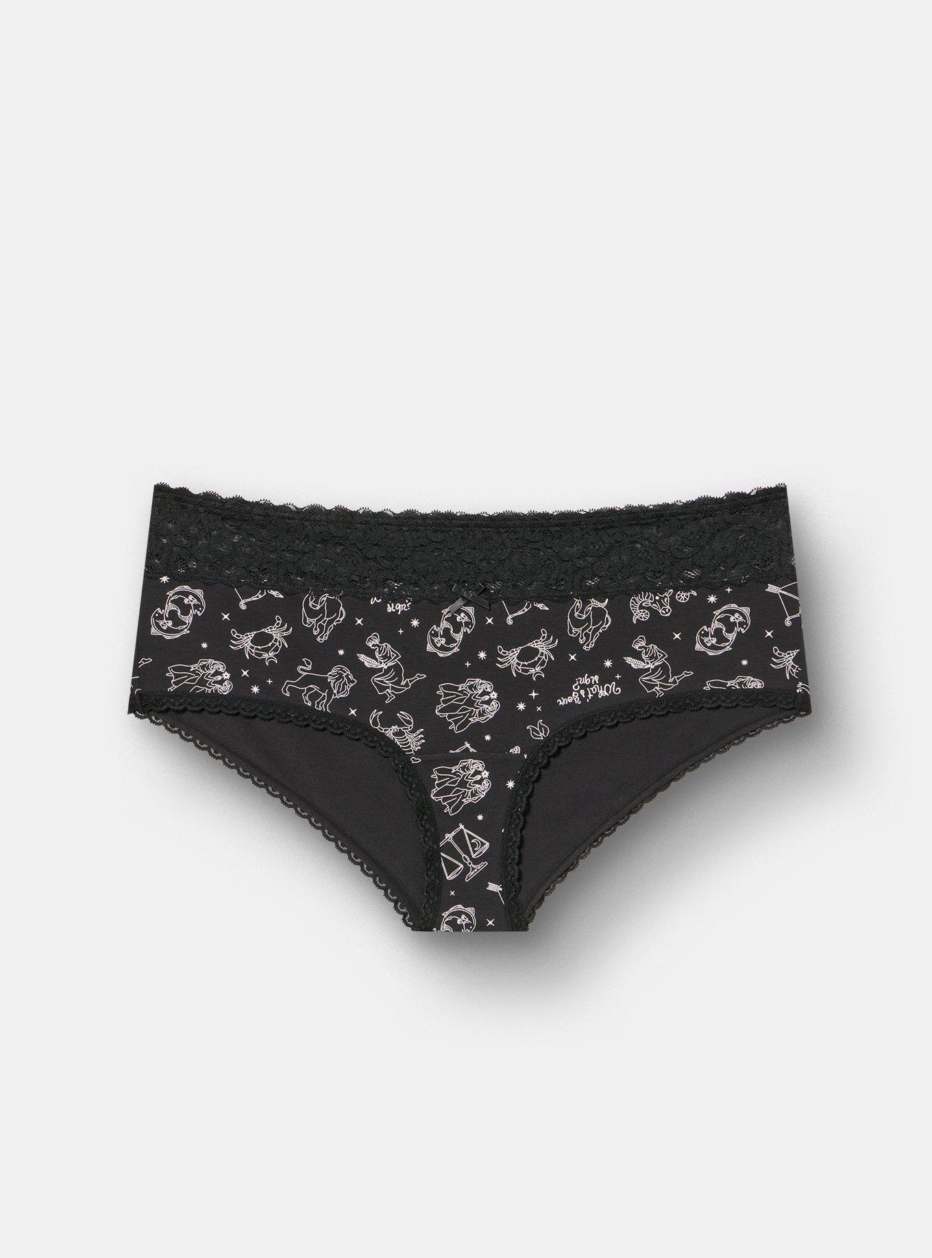 Cotton Mid-Rise Cheeky Panty, WHATS YOUR SIGN RICH BLACK, hi-res