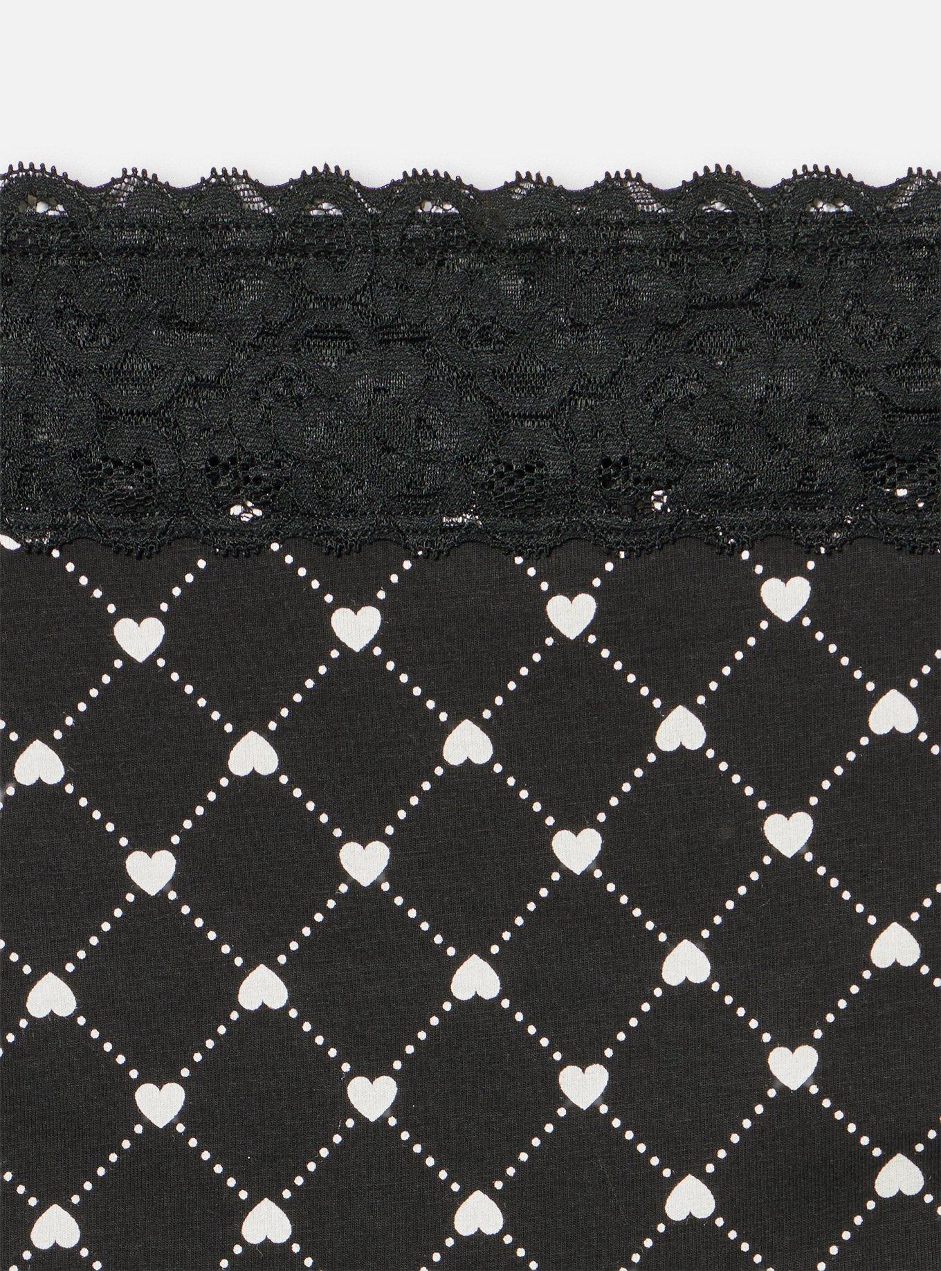 Cotton Mid-Rise Cheeky Panty, LOTTIE HEARTS RICH BLACK, alternate