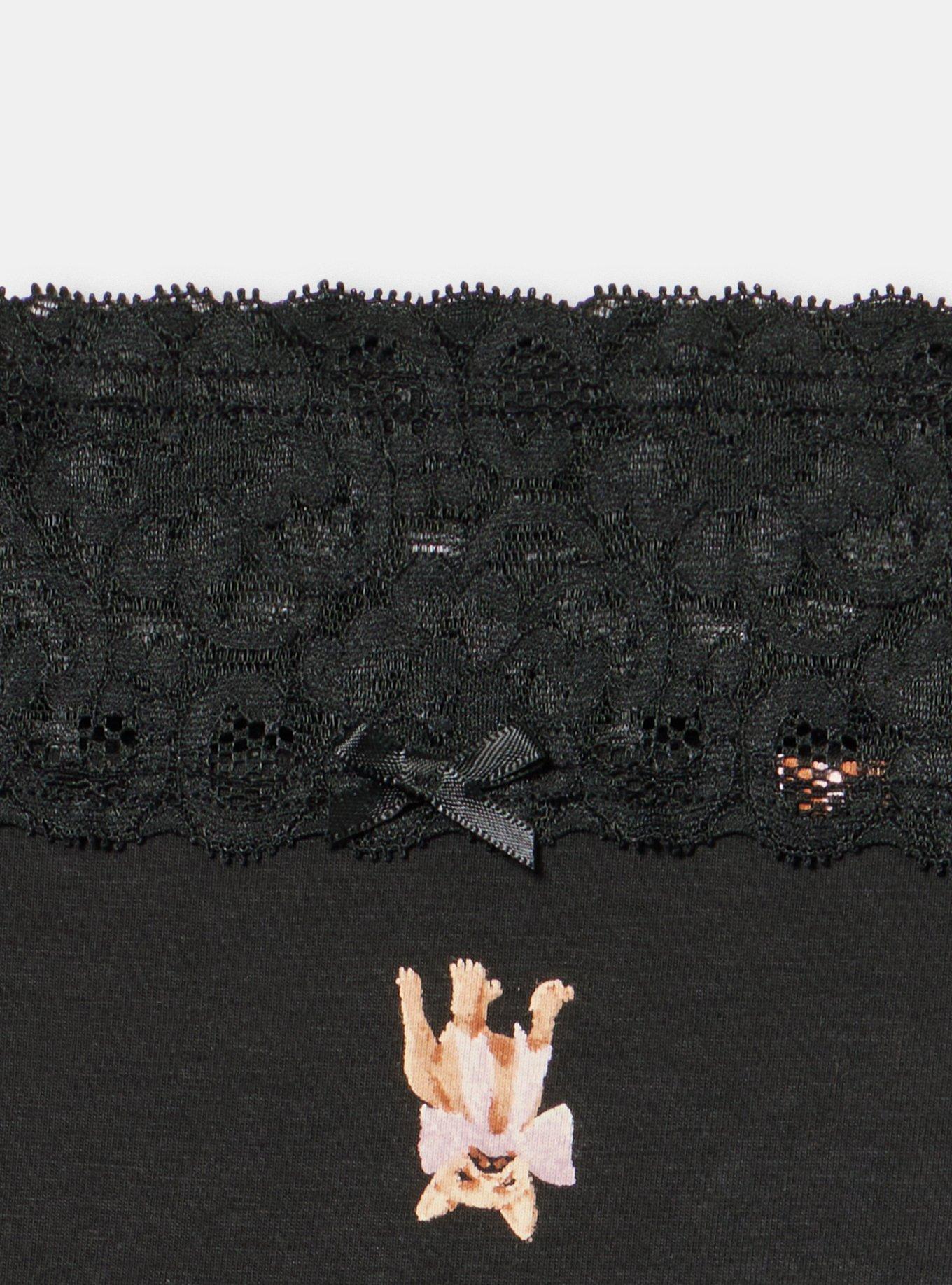 Cotton Mid-Rise Cheeky Panty, HOLIDAY PUPS RICH BLACK, alternate