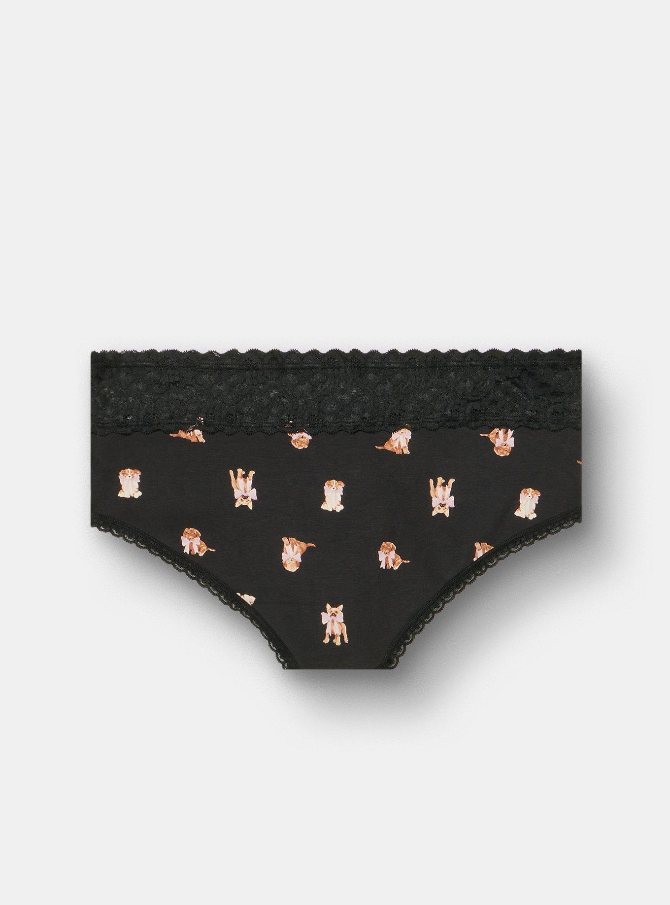 Cotton Mid-Rise Cheeky Panty, HOLIDAY PUPS RICH BLACK, alternate