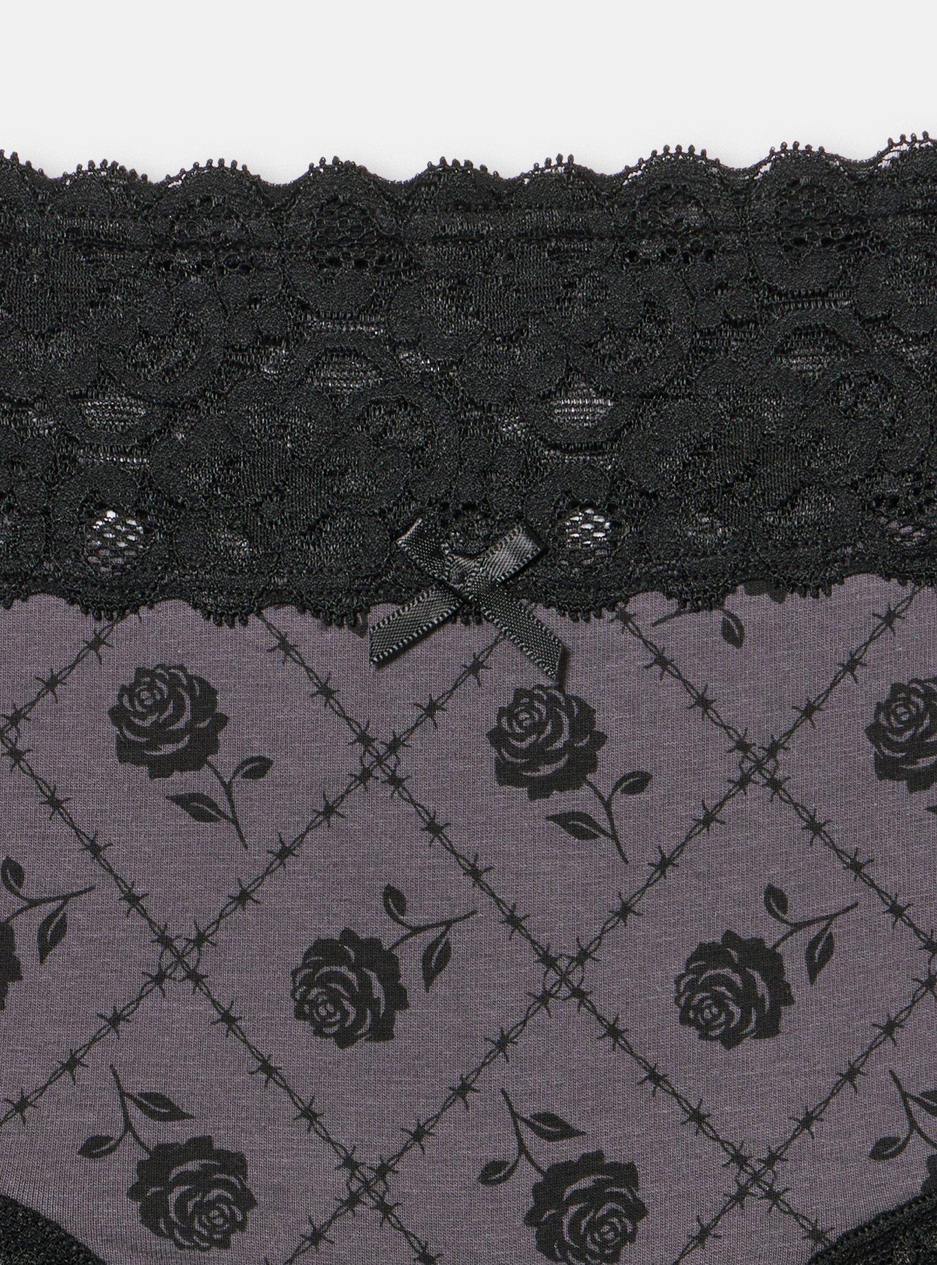 Cotton Mid-Rise Cheeky Panty, ROSE GRID BLACK, alternate