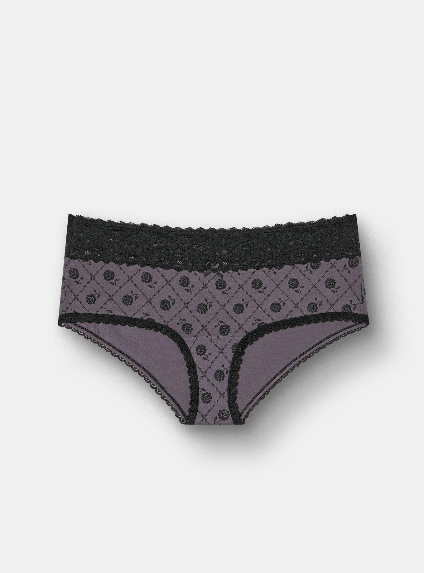 Cotton Mid-Rise Cheeky Panty, ROSE GRID BLACK, hi-res