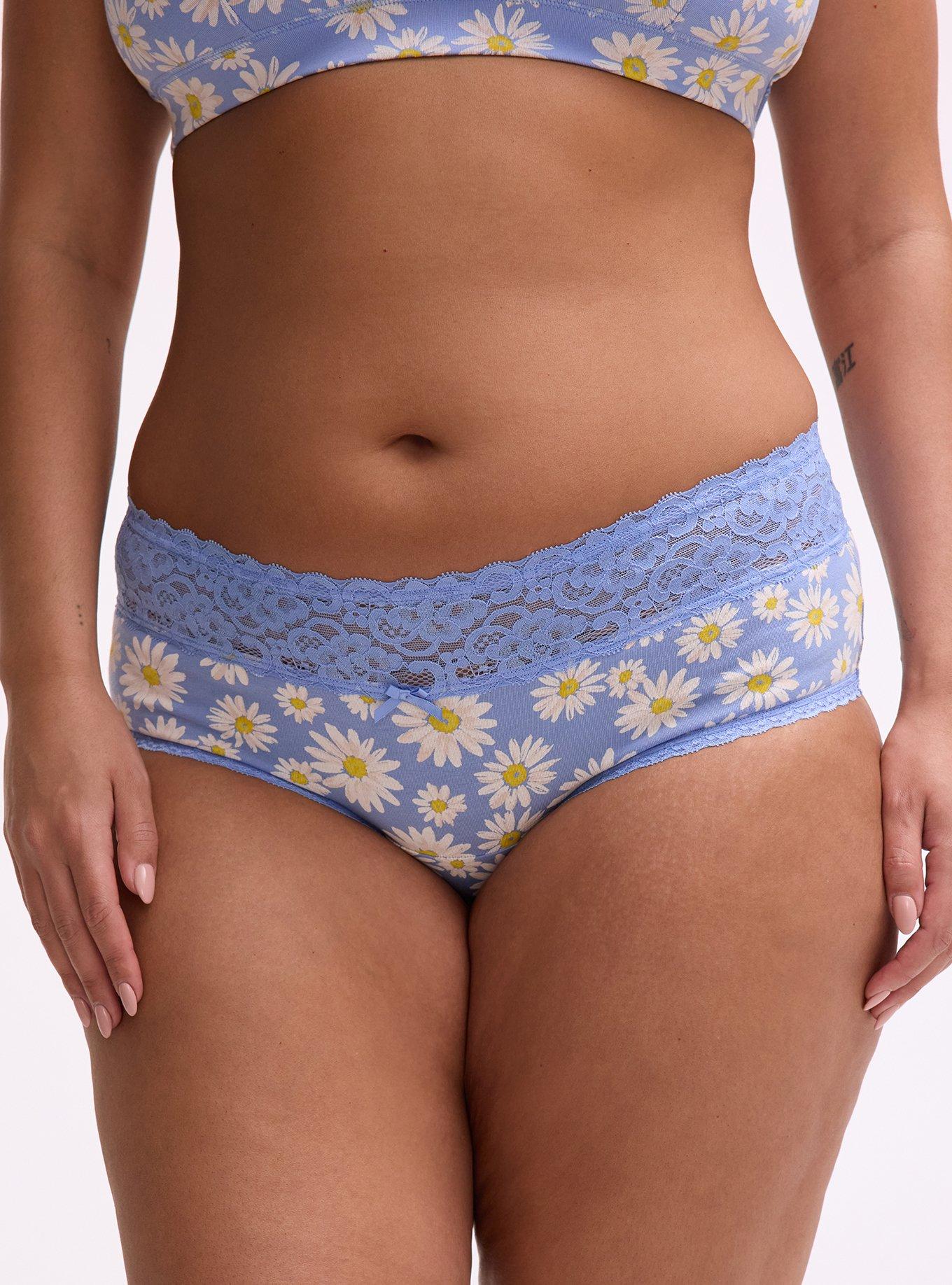 Cotton Mid-Rise Cheeky Panty, SPRINKLED DAISIES FLORAL BLUE, alternate
