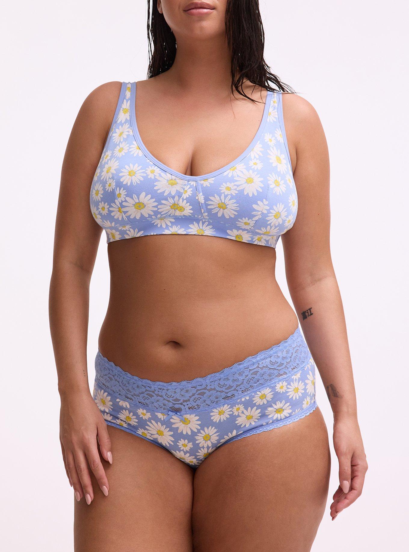 Cotton Mid-Rise Cheeky Panty, SPRINKLED DAISIES FLORAL BLUE, alternate