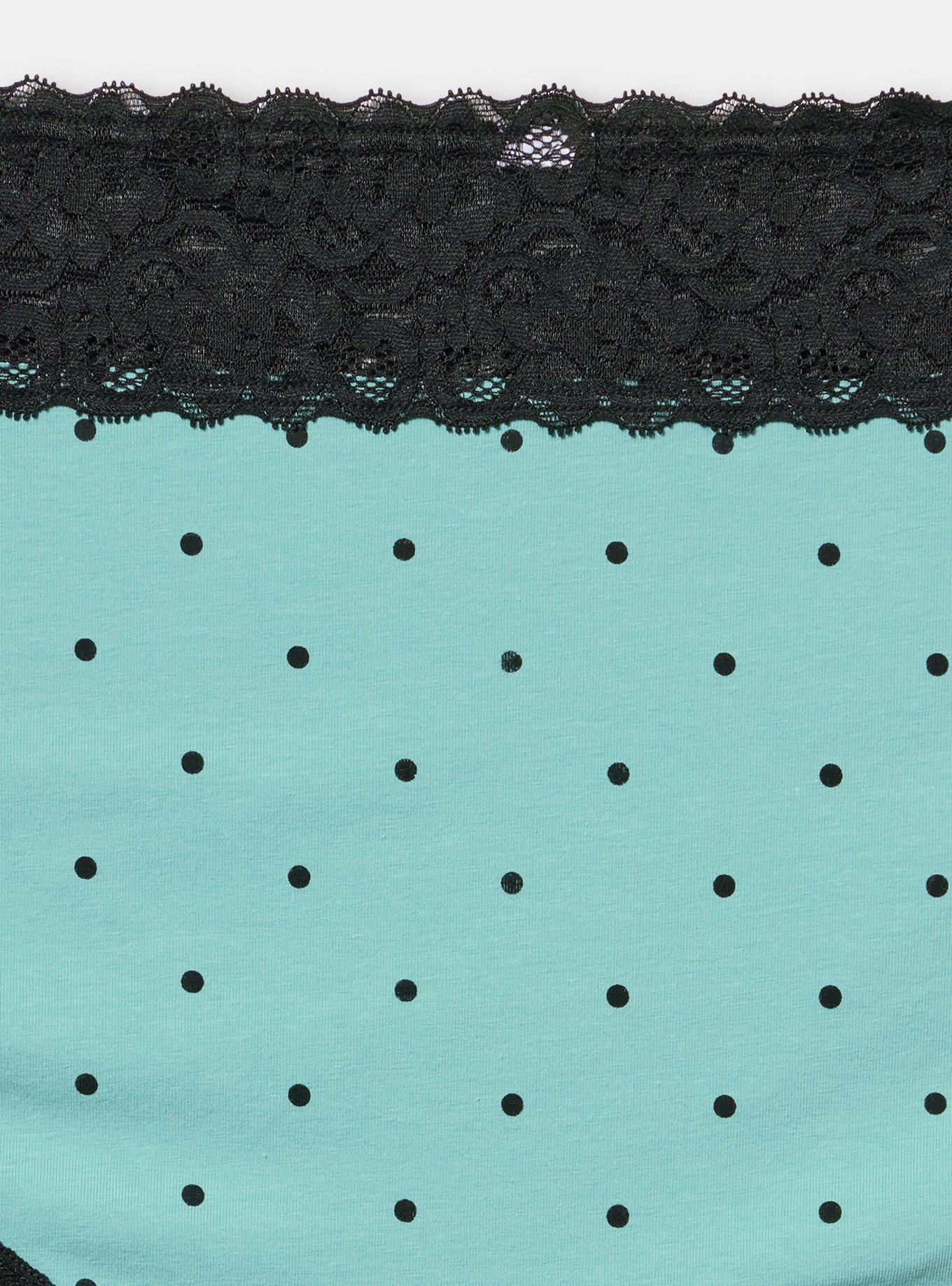 Cotton Mid-Rise Lace Trim Cheeky Panty, SYDNEY DOTS GREEN, alternate