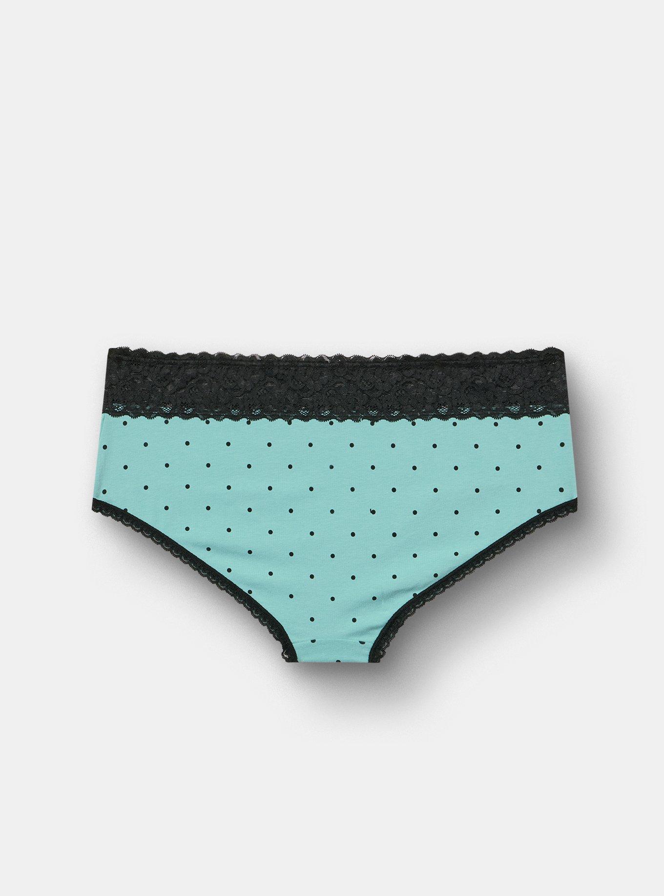 Cotton Mid-Rise Lace Trim Cheeky Panty, SYDNEY DOTS GREEN, alternate