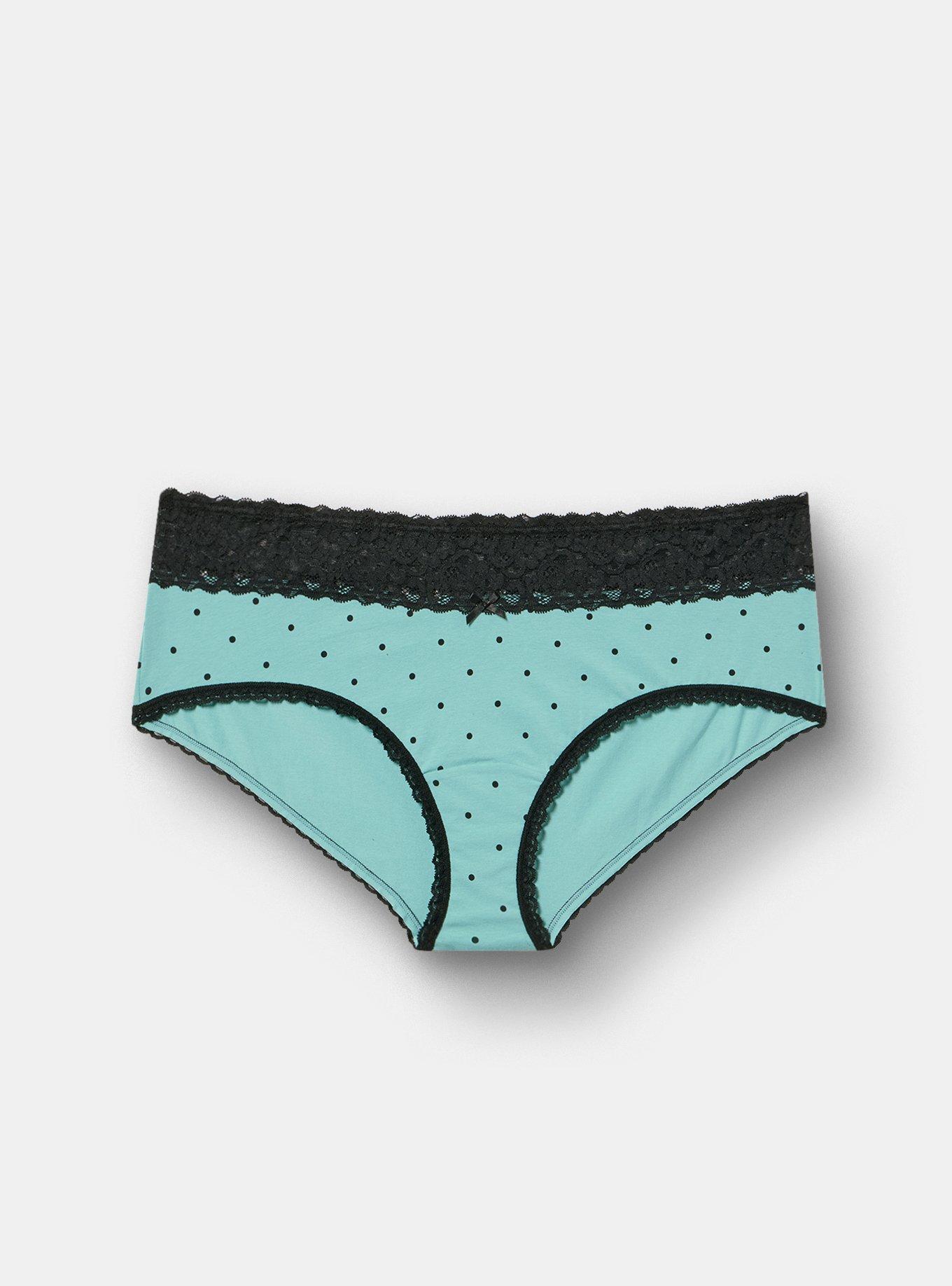 Cotton Mid-Rise Lace Trim Cheeky Panty, SYDNEY DOTS GREEN, hi-res
