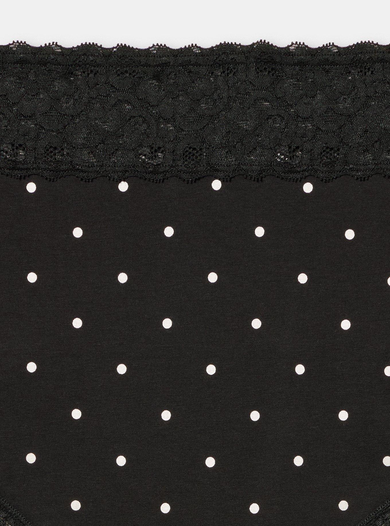 Cotton Mid-Rise Lace Trim Cheeky Panty, SYDNEY DOTS BLACK, alternate