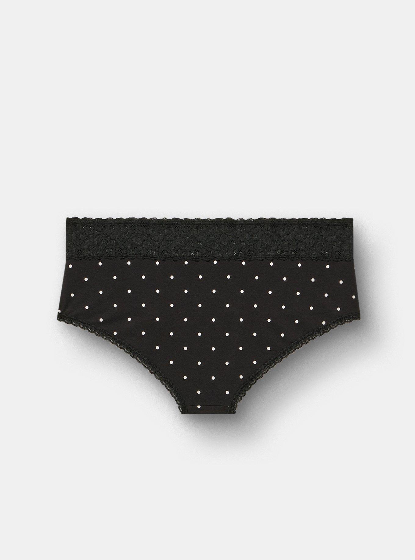 Cotton Mid-Rise Lace Trim Cheeky Panty, SYDNEY DOTS BLACK, alternate