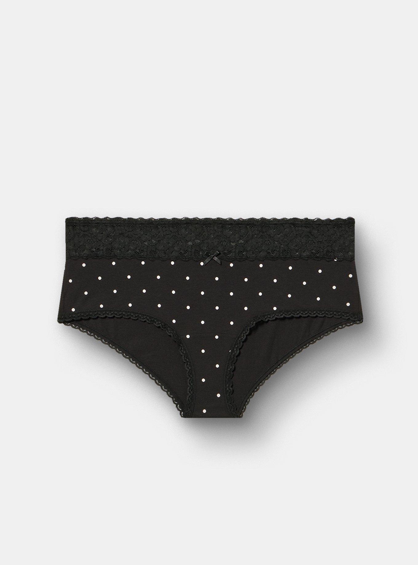 Cotton Mid-Rise Lace Trim Cheeky Panty, SYDNEY DOTS BLACK, hi-res