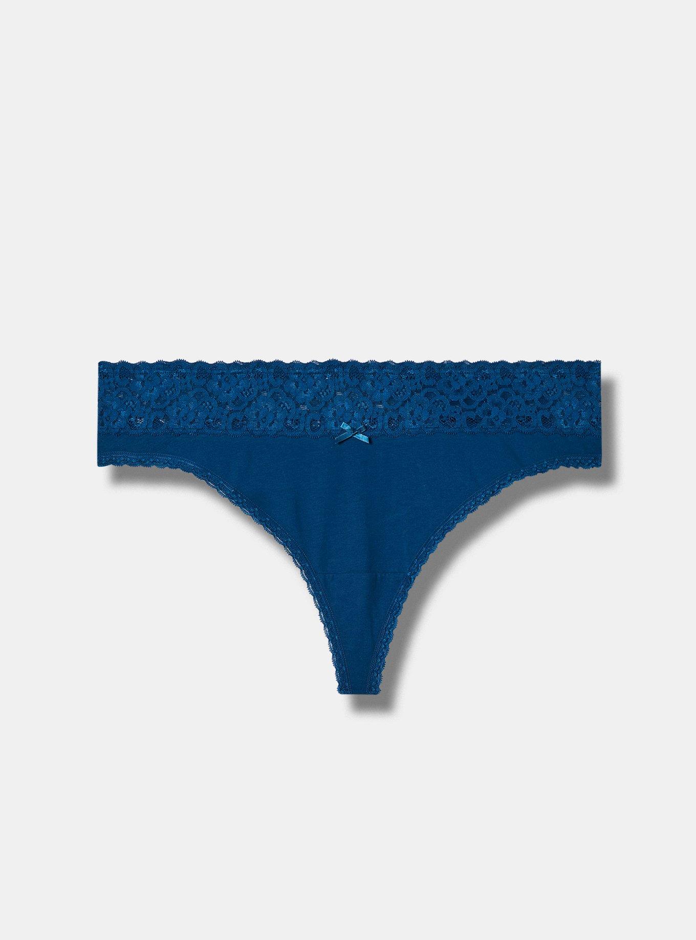 Plus Size Cotton MidRise Thong Lace Trim Panty Torrid