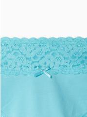 Cotton Mid-Rise Thong Lace Trim Panty, BLUE RADIANCE, alternate