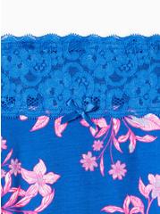 Cotton Mid-Rise Thong Lace Trim Panty, LILLIAN FLORAL BLUE, alternate