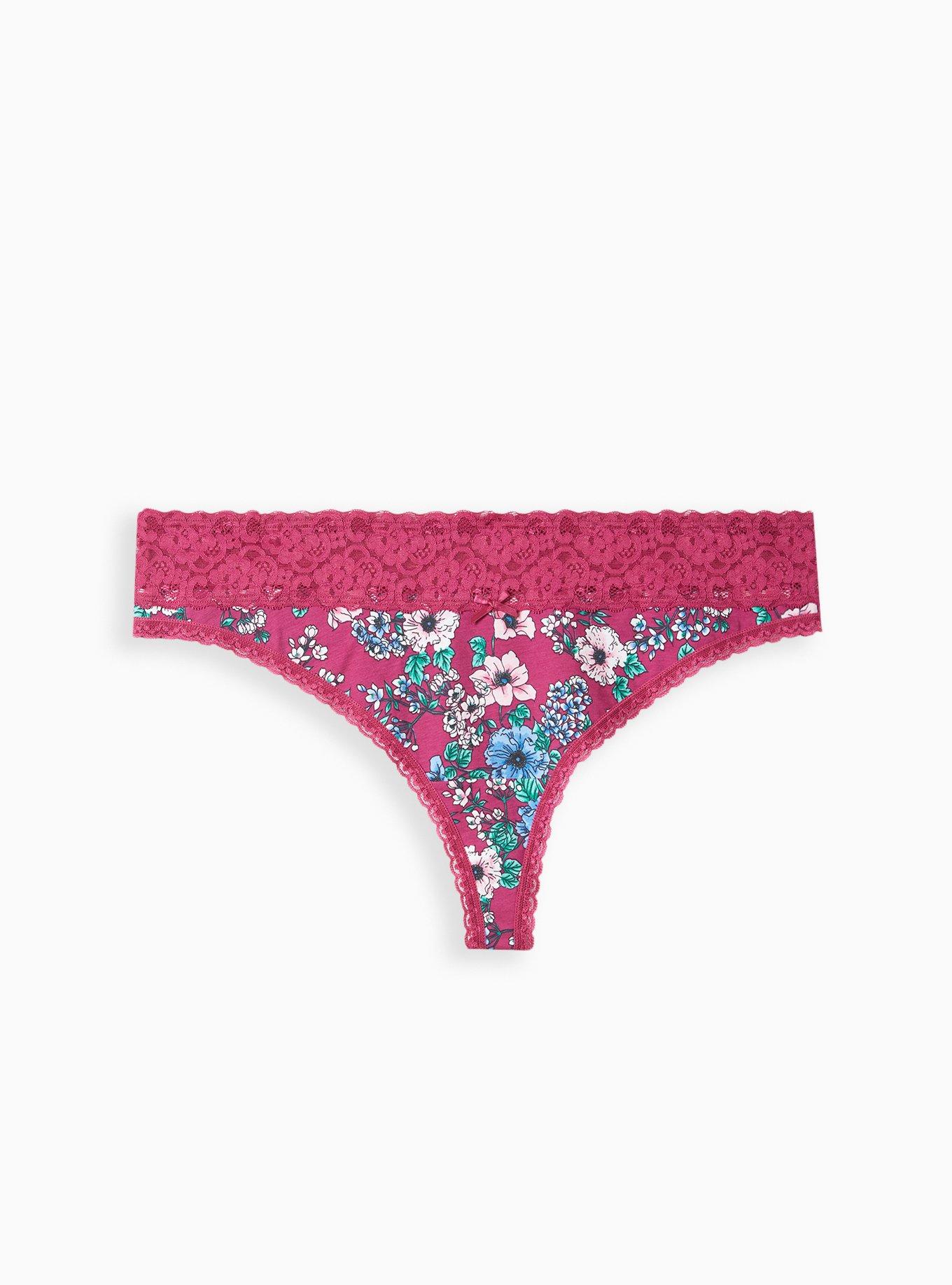 TORRID Cotton Mid-Rise Thong Lace Trim Panty