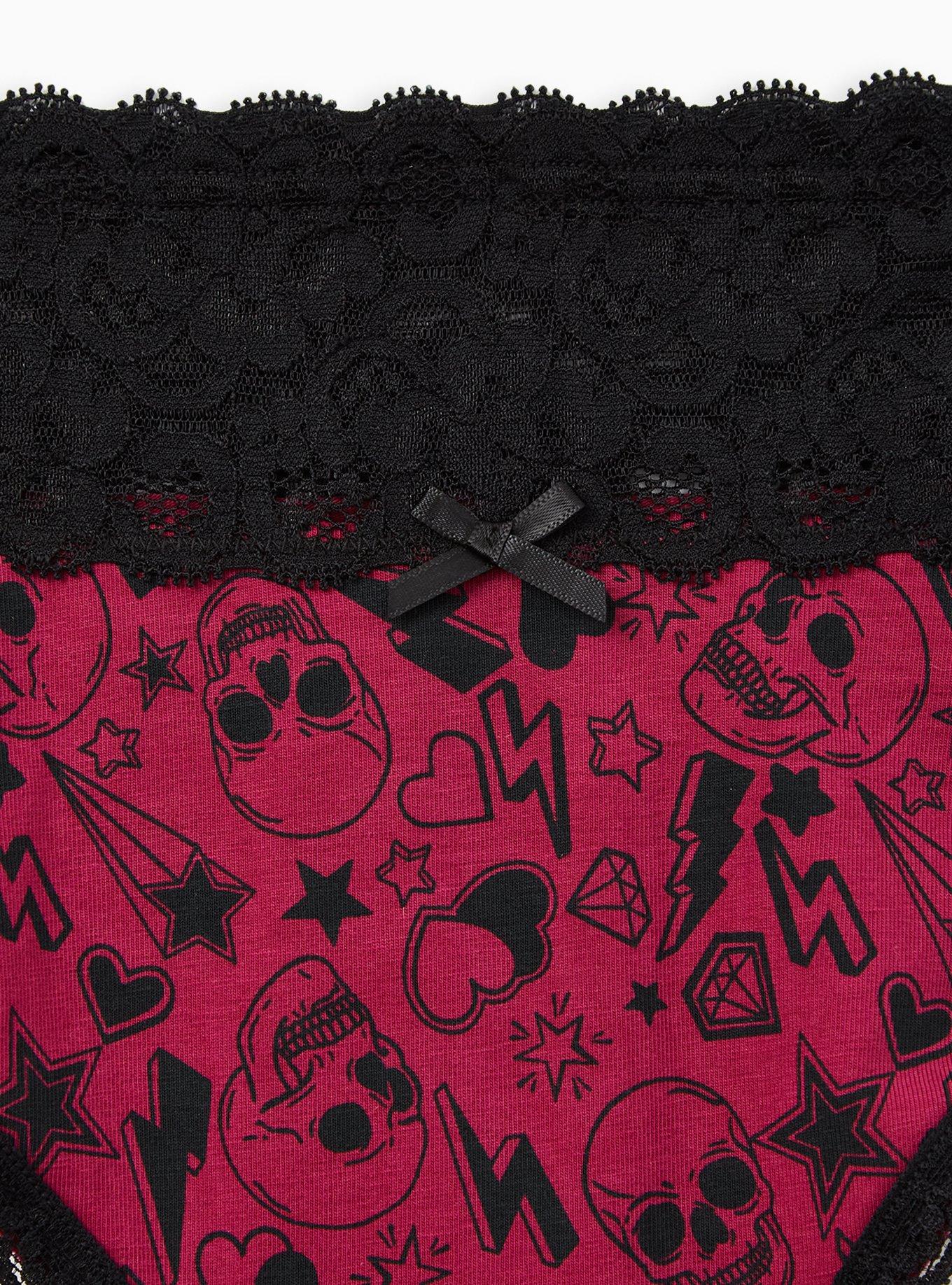 Cotton Mid-Rise Thong Panty, SKULL ALLOVER, alternate