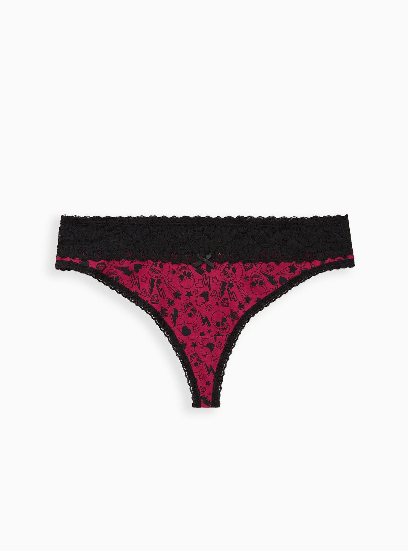 Cotton Mid-Rise Thong Panty, SKULL ALLOVER, hi-res