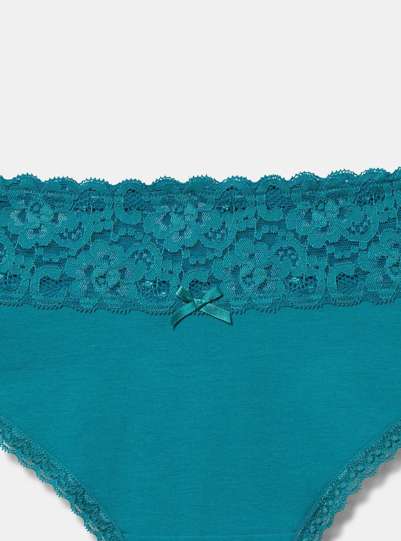 Plus Size - Cotton Mid-Rise Thong Lace Trim Panty - Torrid