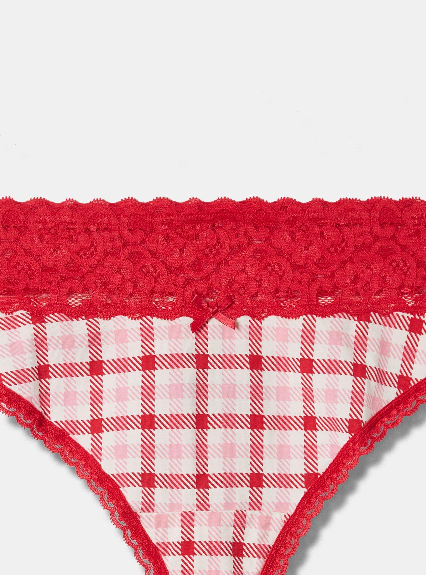 Plus Size Cotton MidRise Thong Lace Trim Panty Torrid