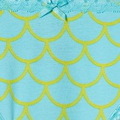 Cotton Mid-Rise Thong Lace Trim Panty, MERMAID SCALES BLUE RADIANCE, swatch